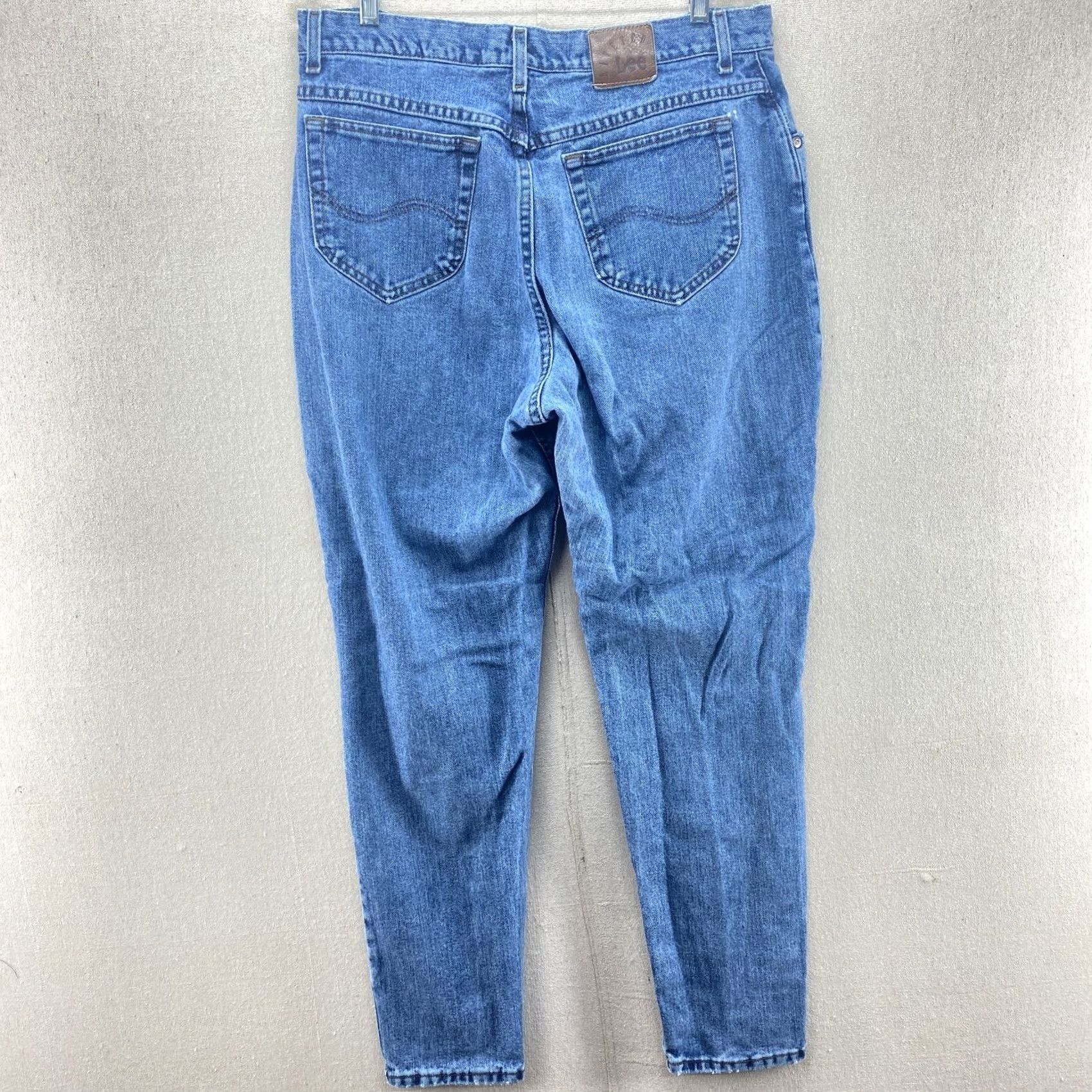 Lee VTG Lee Jeans Womens 18 Dark Blue Denim Pants Riveted High Rise USA Mom Jeans US Flag Theme Size 40" / US 18 - 5 Thumbnail