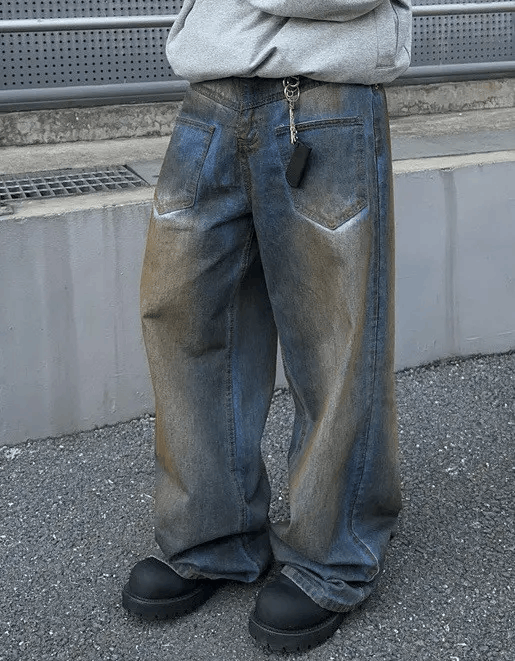 Japanese Brand × Vintage Avant garde reverse front dirty mud dyed jeans pants Size US 34 / EU 50 - 1 Thumbnail