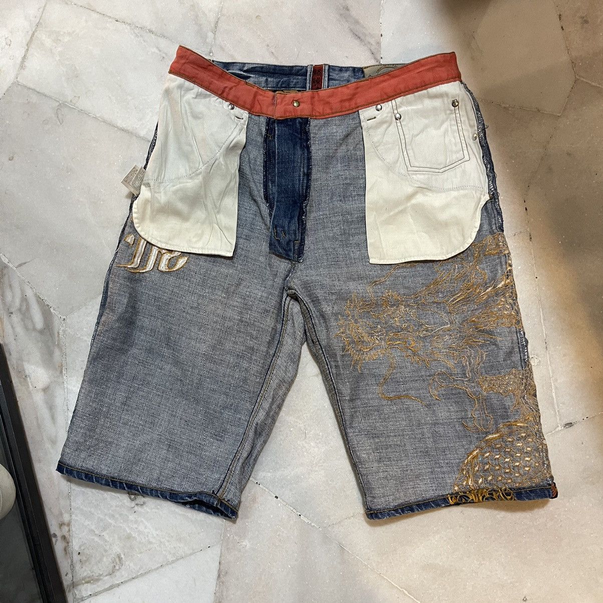Japanese Brand × Kamakura KARAKURI TAMASHI Sukajan Embroidery Dragon Pants Jorts Size US 34 / EU 50 - 15 Thumbnail
