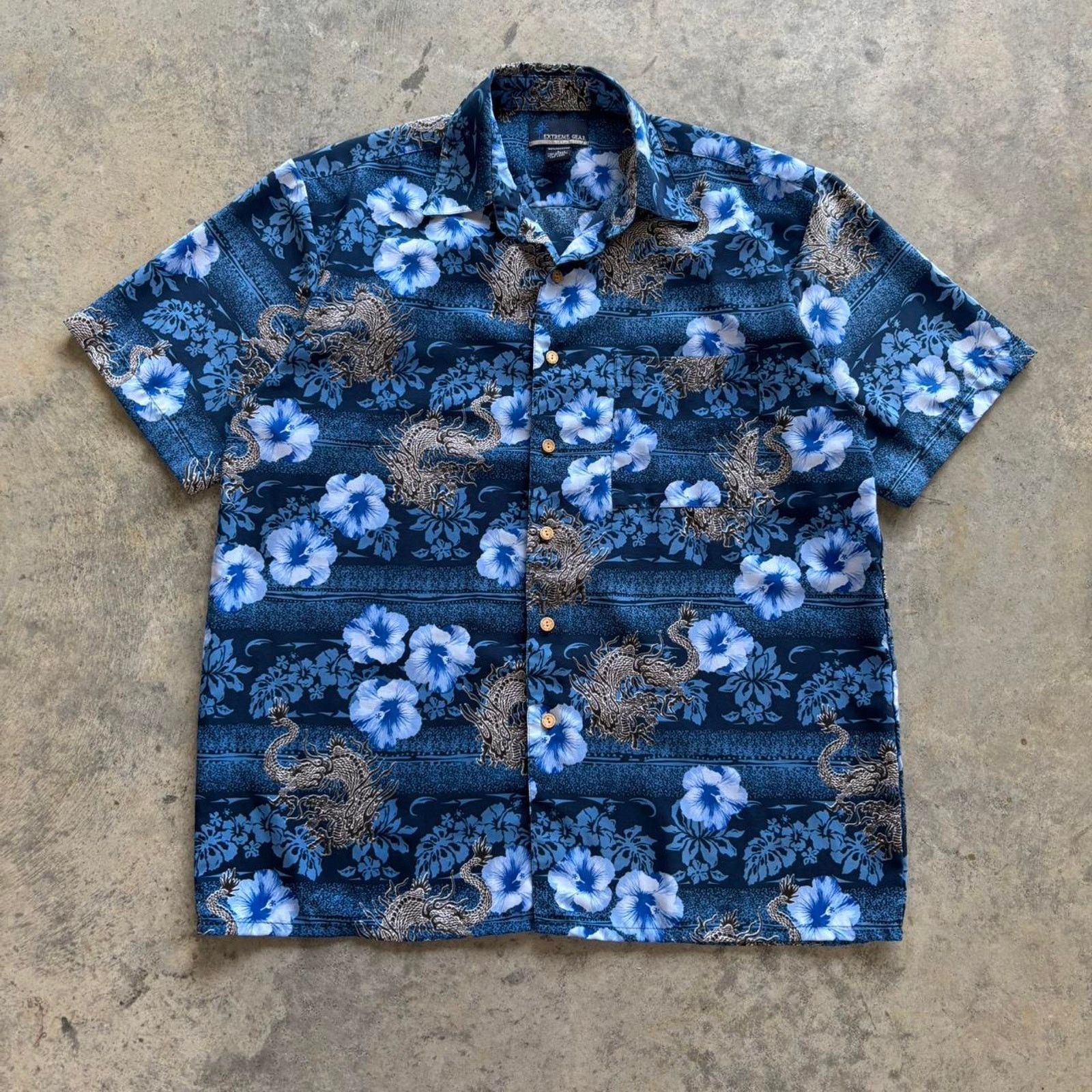 Affliction × JNCO × Vintage Vintage Y2K Dragon Mallcore Hawaiian Style Button Up Shirt Size US L / EU 52-54 / 3 - 1 Thumbnail