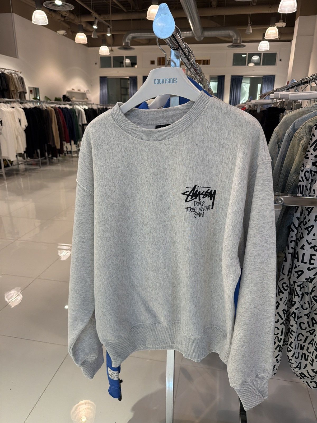 Dover Street Market × Stussy Stussy DSM Ginza Exclusive Ash Heather Grey Crewneck Size US M / EU 48-50 / 2 - 2 Thumbnail