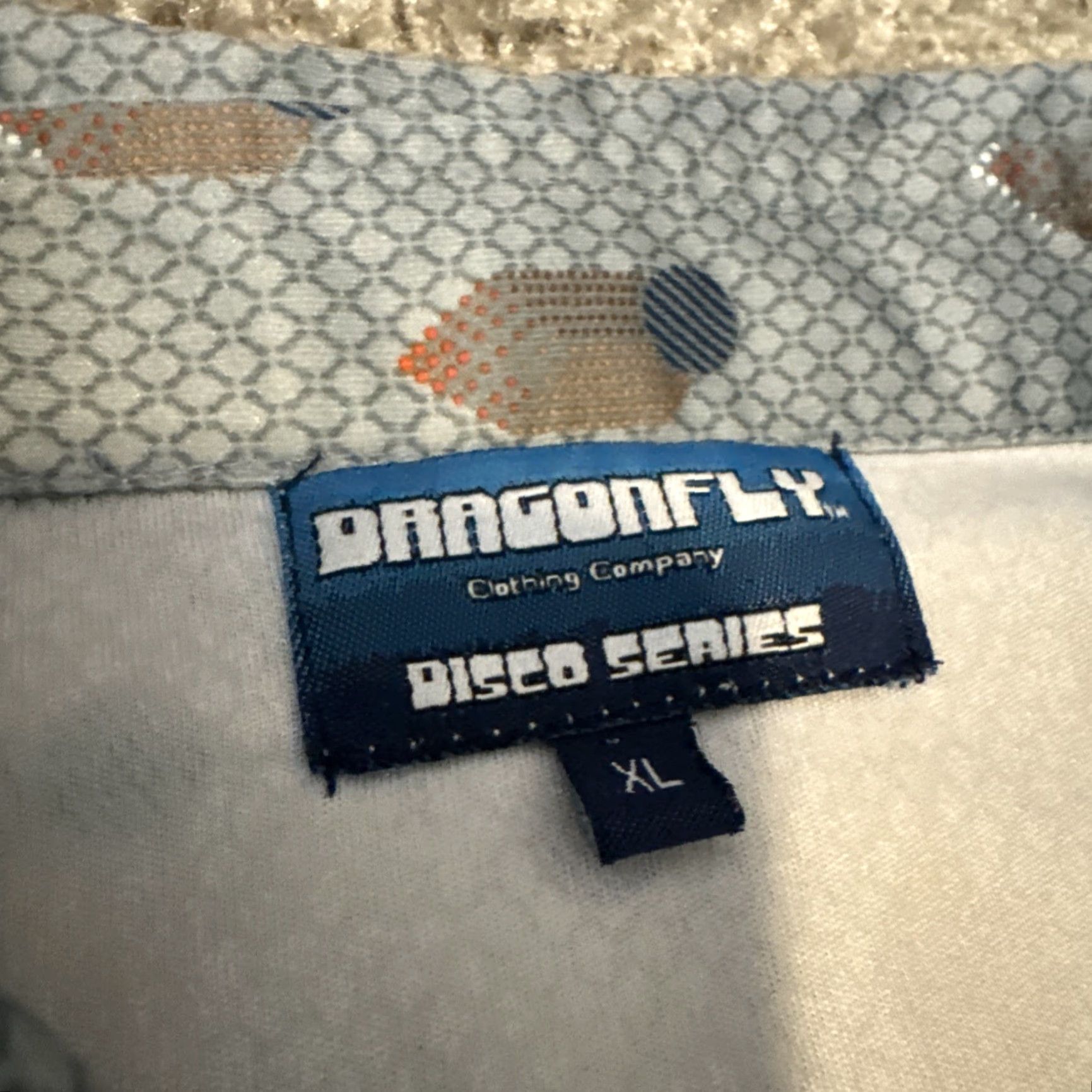 Vintage Dragonfly Button-Up Shirt XL Retro Ivory Short Sleeve Pattern Print Men Size US XL / EU 56 / 4 - 4 Thumbnail