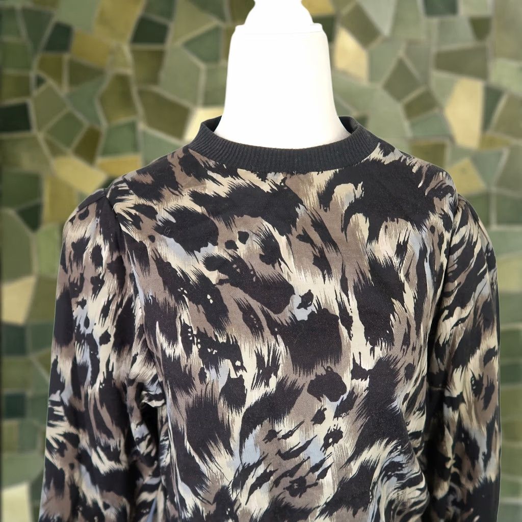 Vintage VINTAGE Phillip Lawrence Black and Brown Abstract Animal Print Top Blouse Long Sleeve Crew Neck Women's S Rayon 80s 90s Fall Spring Casual Size S / US 4 / IT 40 - 1 Thumbnail