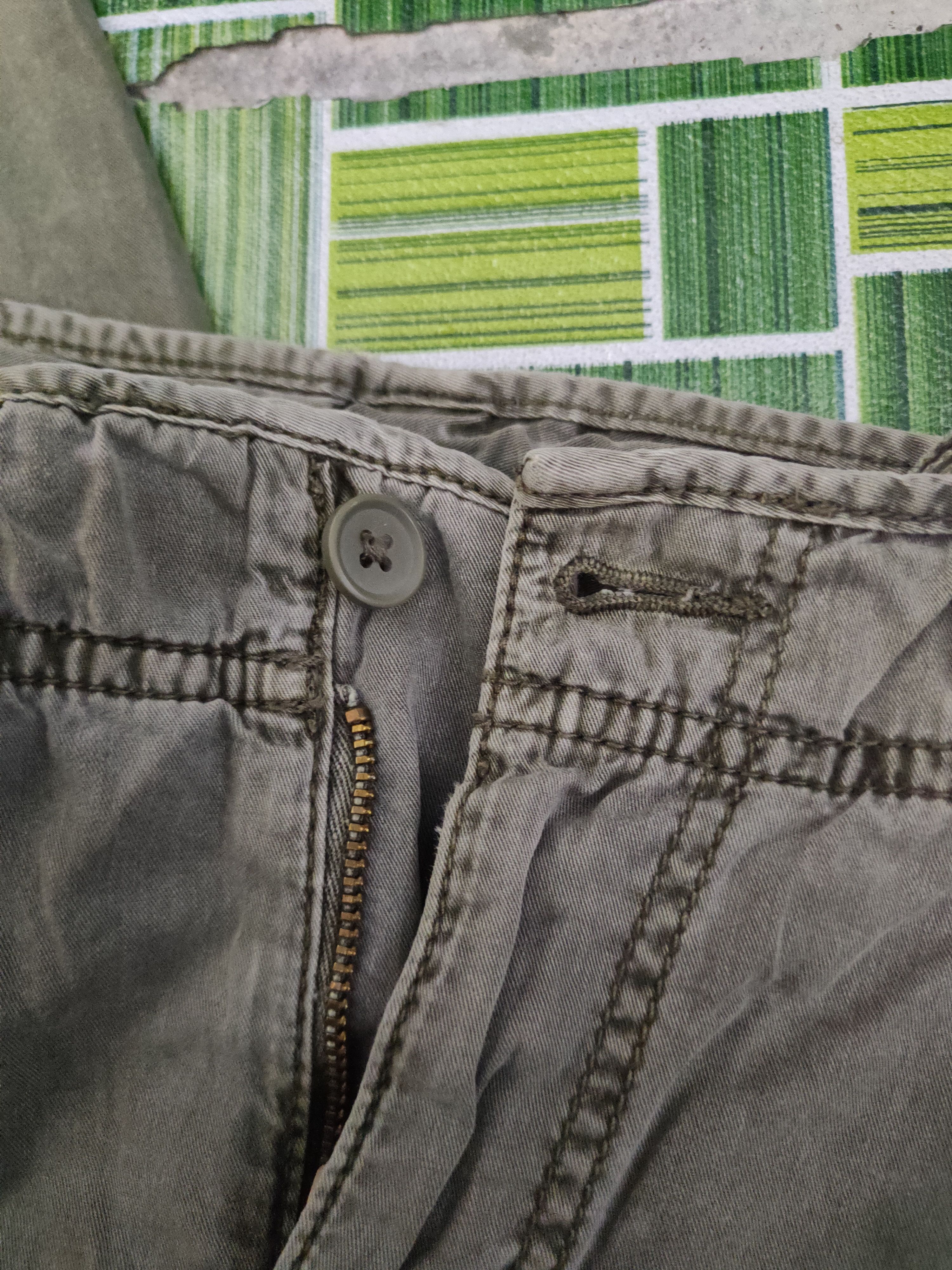 Japanese Brand DLL Uniqlo Army Green Multipocket Cargo Pants #2350 Size 29" - 14 Thumbnail