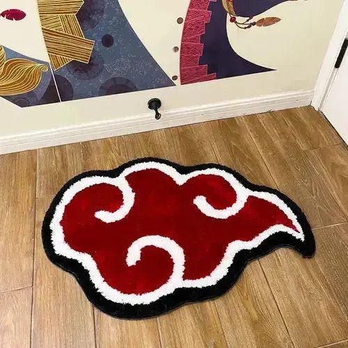 Japanese Brand Japanese Anime Cartoon Red Cloud Tufted Carpet Rug Size ONE SIZE - 3 Thumbnail
