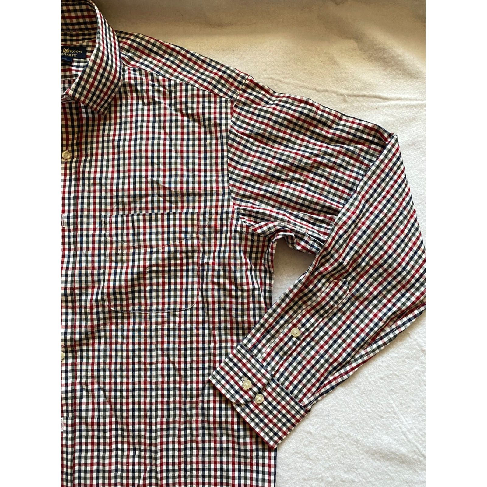 Club Room Club Room Button Shirt Men’s 16 Regular-Fit 100% Cotton Plaids & Checks Blue Red Multicolor Dress Shirt Mens Size US L / EU 52-54 / 3 - 2 Thumbnail