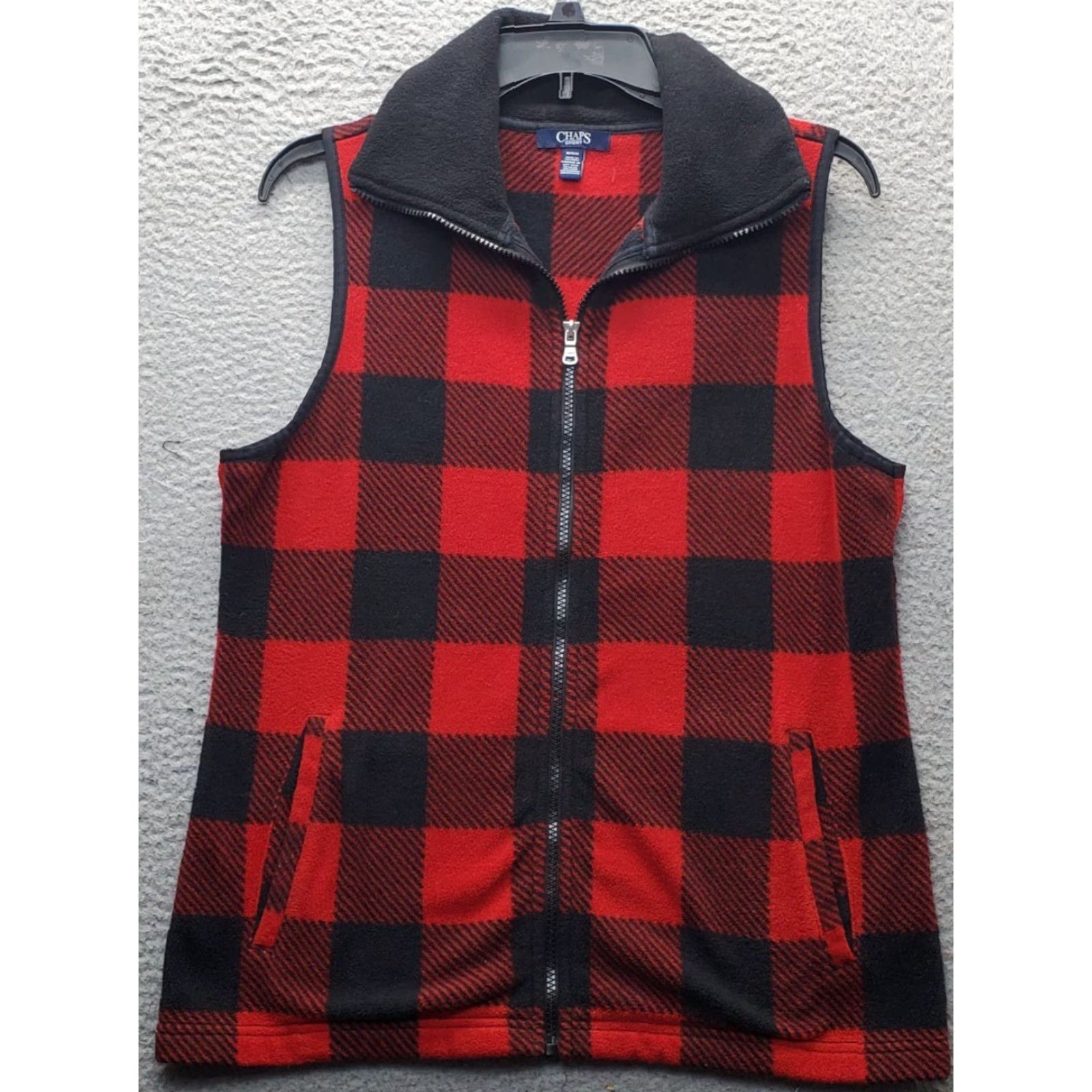 Chaps Chaps Sports Fleece Vest Womens Size M Multi Buffalo Plaid Sleeveless Full Zip Vest Size M / US 6-8 / IT 42-44 - 2 Thumbnail