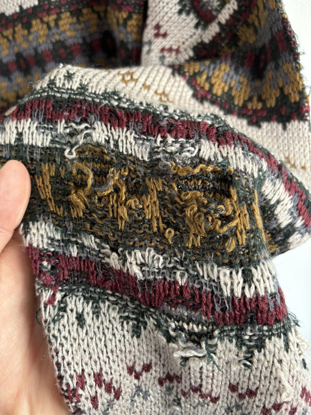 Japanese Brand Vintage Avant Garde Pattern Boxy Distressed Sweater Size US L / EU 52-54 / 3 - 17 Thumbnail