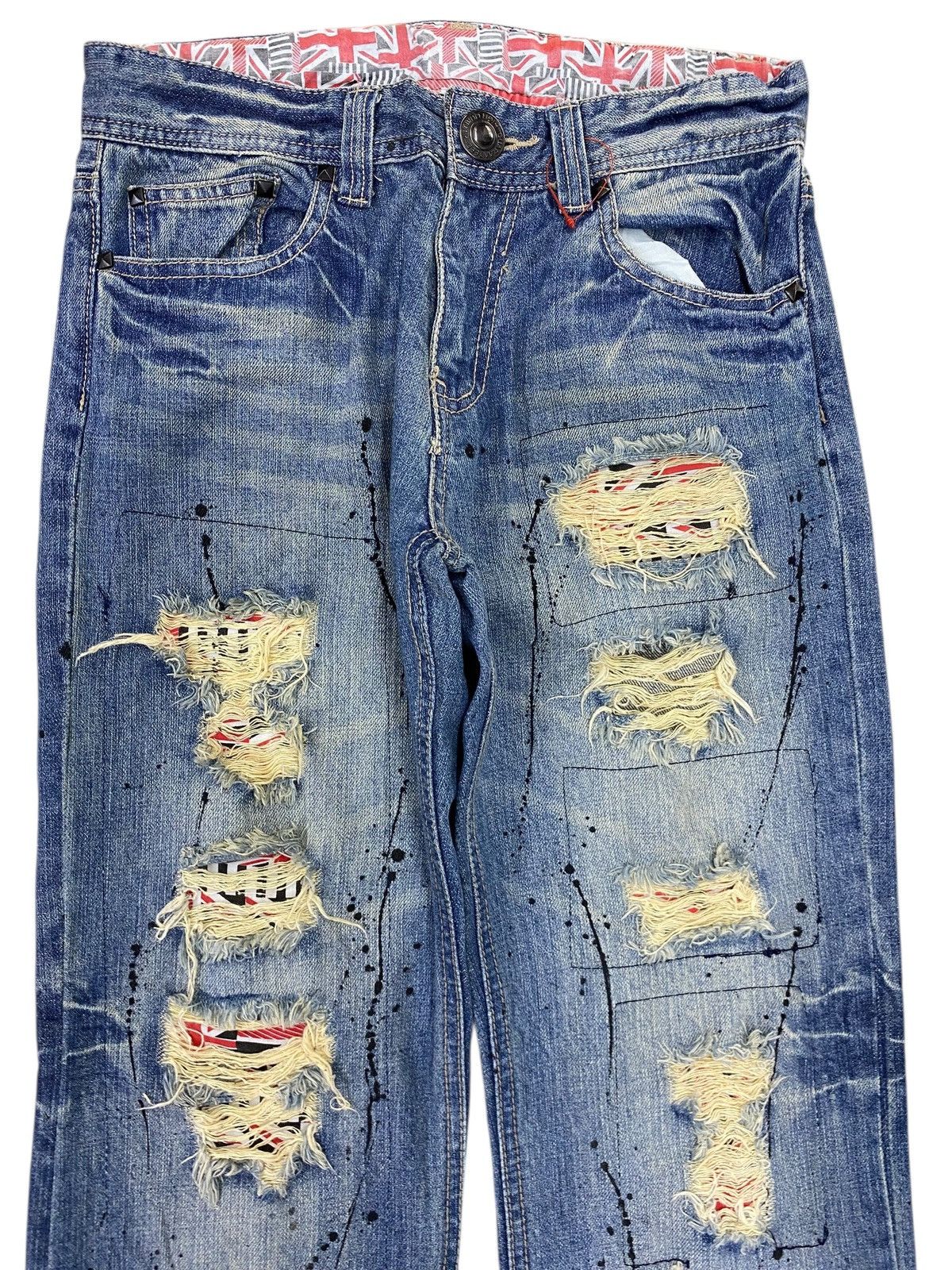 Japanese Brand Japanese Brand Distressed Splash Paint Straight Leg Jeans Size US 28 / EU 44 - 2 Thumbnail