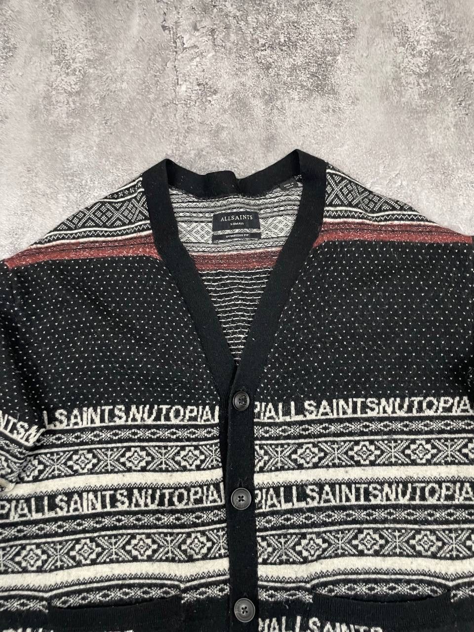 Allsaints AllSaints Men Knit Cardigan Black White Pattern Sweater Size US XS / EU 42 / 0 - 2 Thumbnail