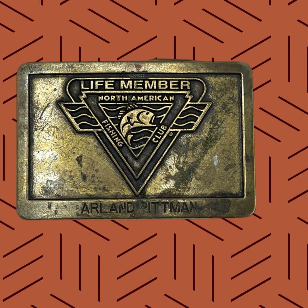 Vintage Life Member North American Fishing Club Brass Belt Buckle Size ONE SIZE - 1 Thumbnail