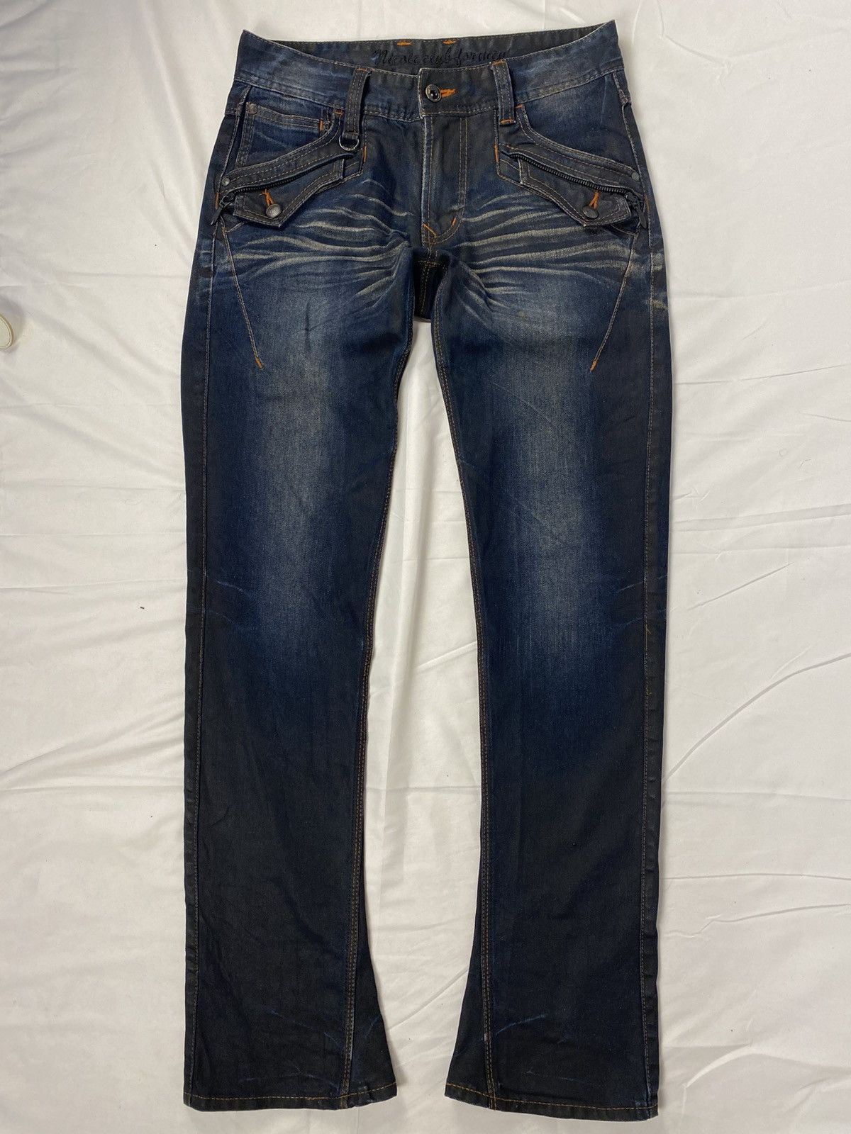 If Six Was Nine Rare 🔥 Nicole Club for Men Waxed Mud Wash Flared Denim Jeans Size US 30 / EU 46 - 5 Thumbnail