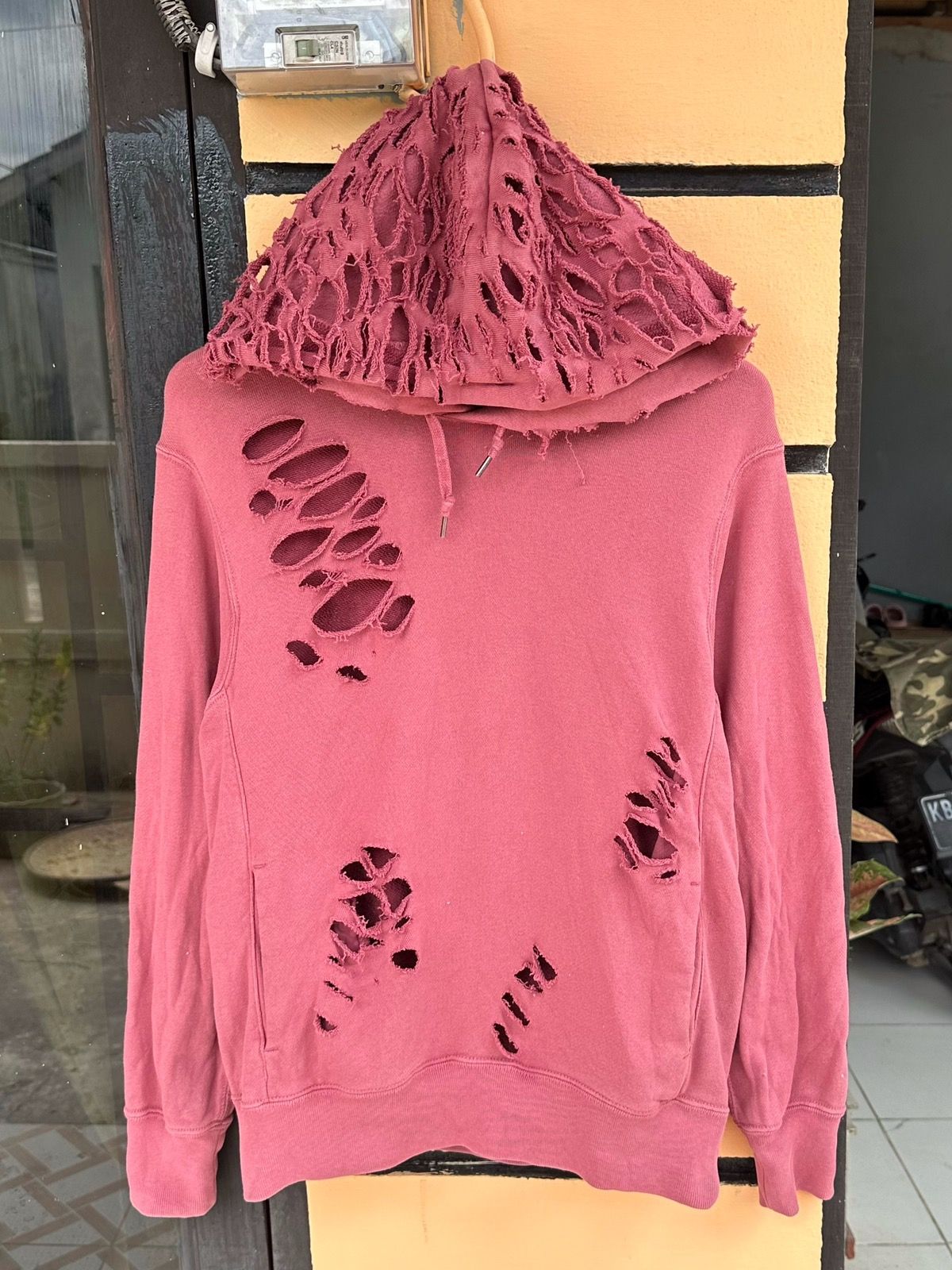 Pre-owned Hysteric Glamour X If Six Was Nine Distressed Hoodie Uniqlo Ifsix Lgb Style In Faded Red