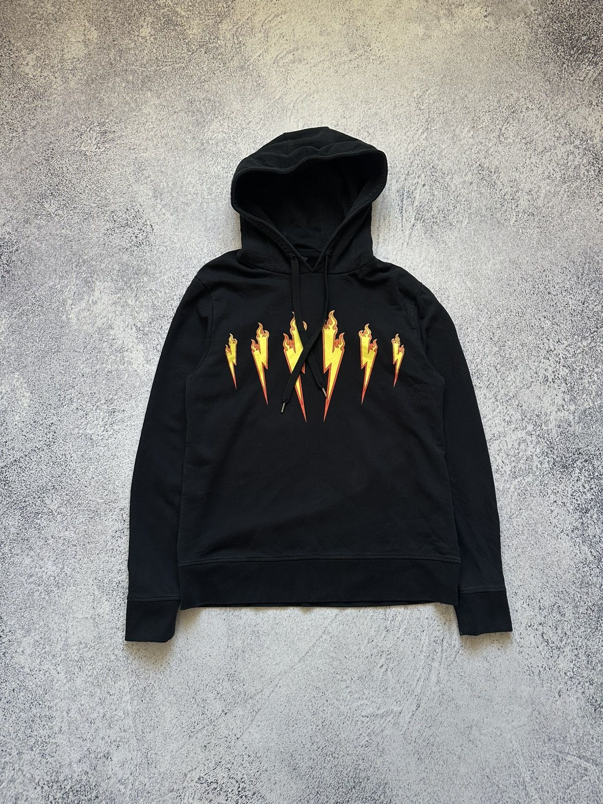 Neil Barrett Neil Barrett Thunder Flame Lightning Bolt Logo Black Hoodie Size US M / EU 48-50 / 2 - 2 Thumbnail