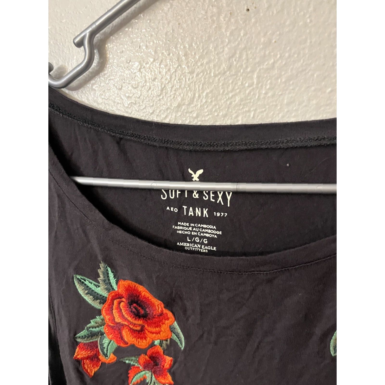American Eagle Outfitters American Eagle Outfitters Tank Top Teens L Floral Embroidered Gray Large Size L / US 10 / IT 46 - 2 Thumbnail