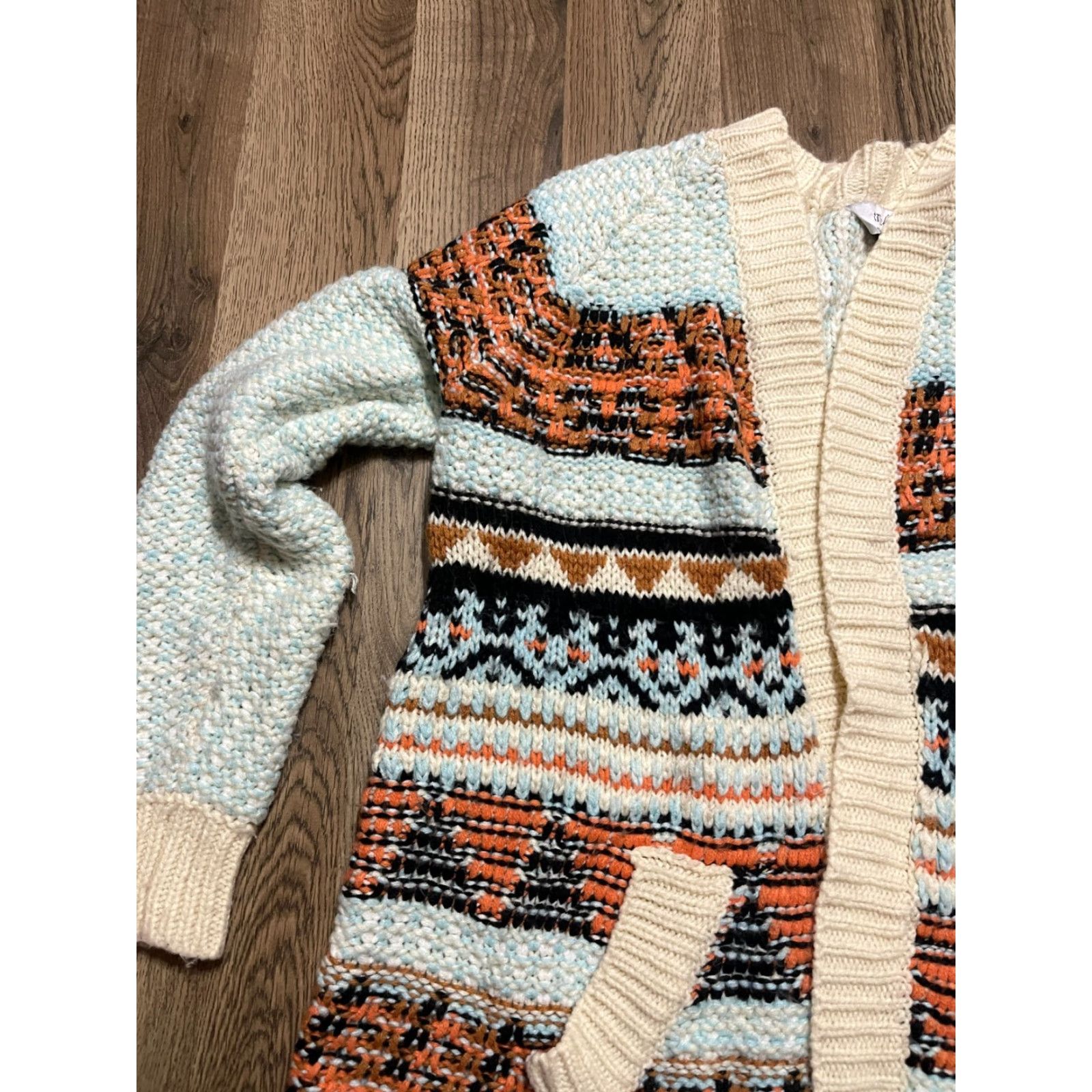 Vintage Tru Cloth Sweater Cardigan, Women's Size M, Ivory Cream Blue, Knit, Long Sleeve, Regular Fit, Solid Pattern, Fall Spring Summer, Women Size M / US 6-8 / IT 42-44 - 3 Thumbnail