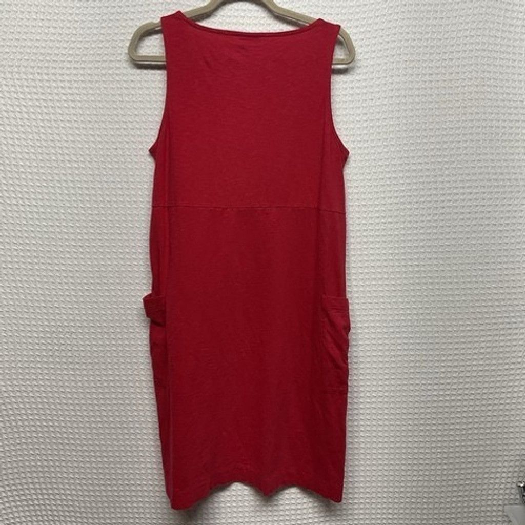 J. Jill J. Jill Red Cotton V-Neck Sleeveles Shift Midi Dress Women S Size S / US 4 / IT 40 - 6 Thumbnail