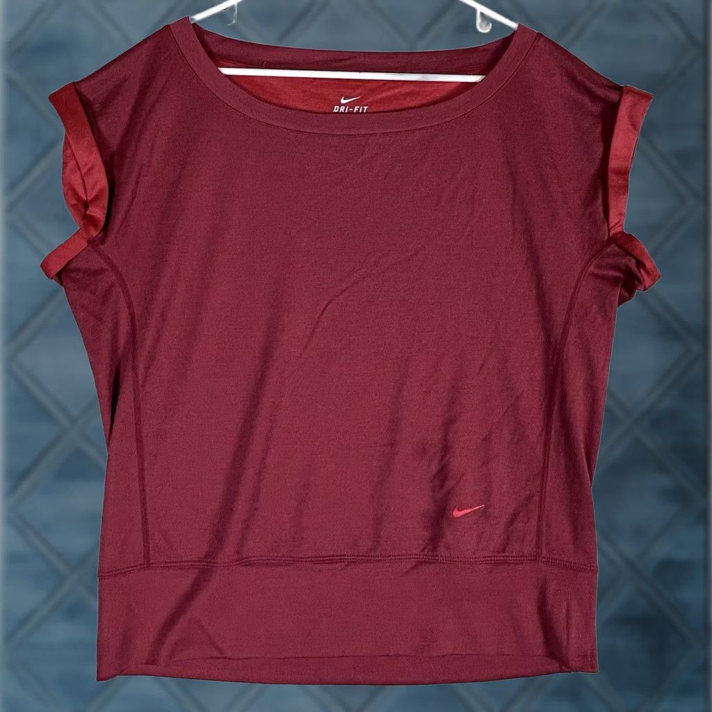 Nike Nike Dri-FIT Banded Top Short Sleeve Medium Red Women's Activewear Athleisure Polyester Wool Relaxed Scoop Neck Pullover Casual Size M / US 6-8 / IT 42-44 - 1 Thumbnail