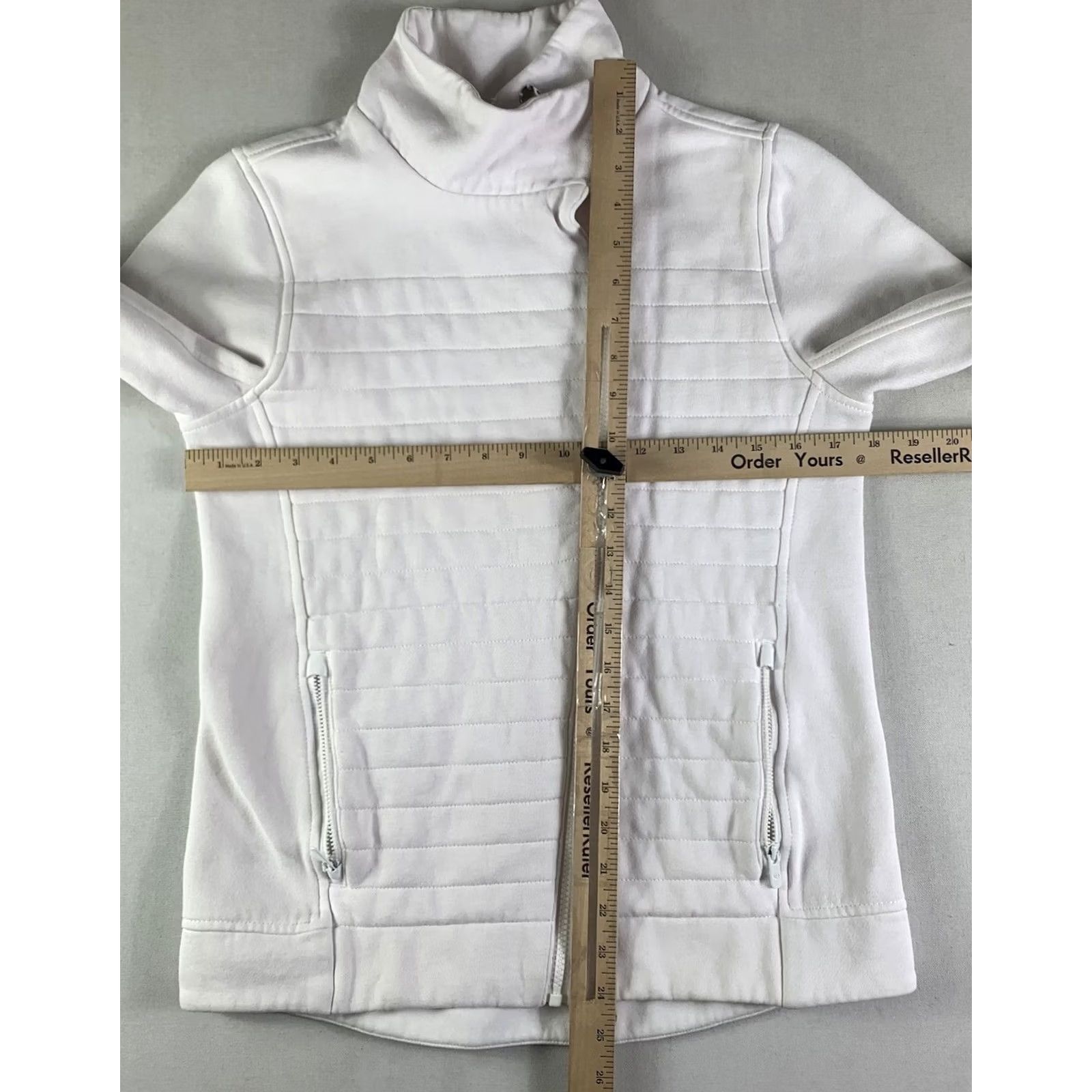 Lululemon Lululemon White Sweater Cowl Neck Button Snap Long Sleeve Full Zip Womens Small S with Pockets Size S / US 4 / IT 40 - 4 Thumbnail