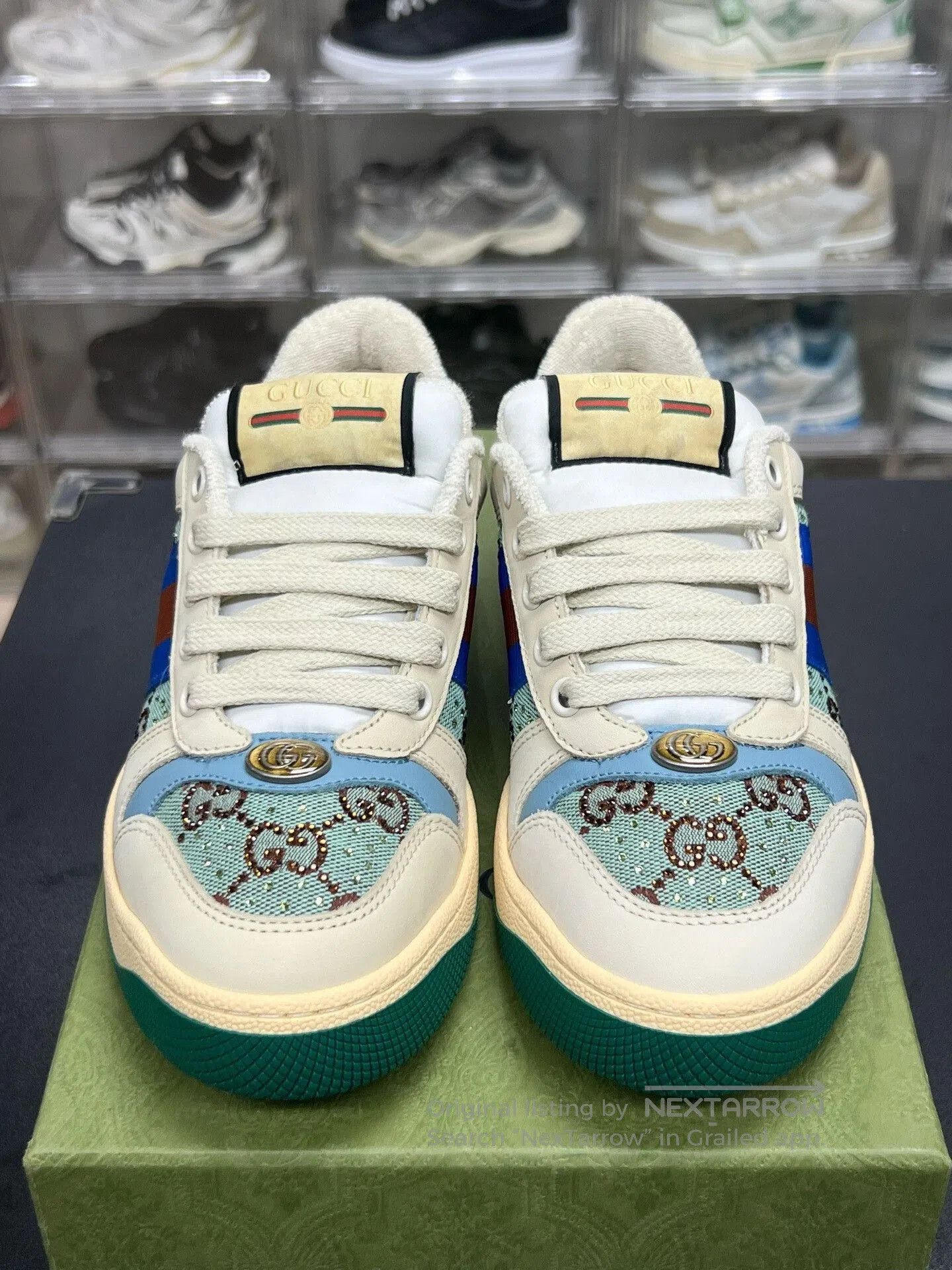 Gucci Gucci GG Enamel Sneakers Crystal White Blue. Size US 5.5 / EU 38 - 2 Thumbnail