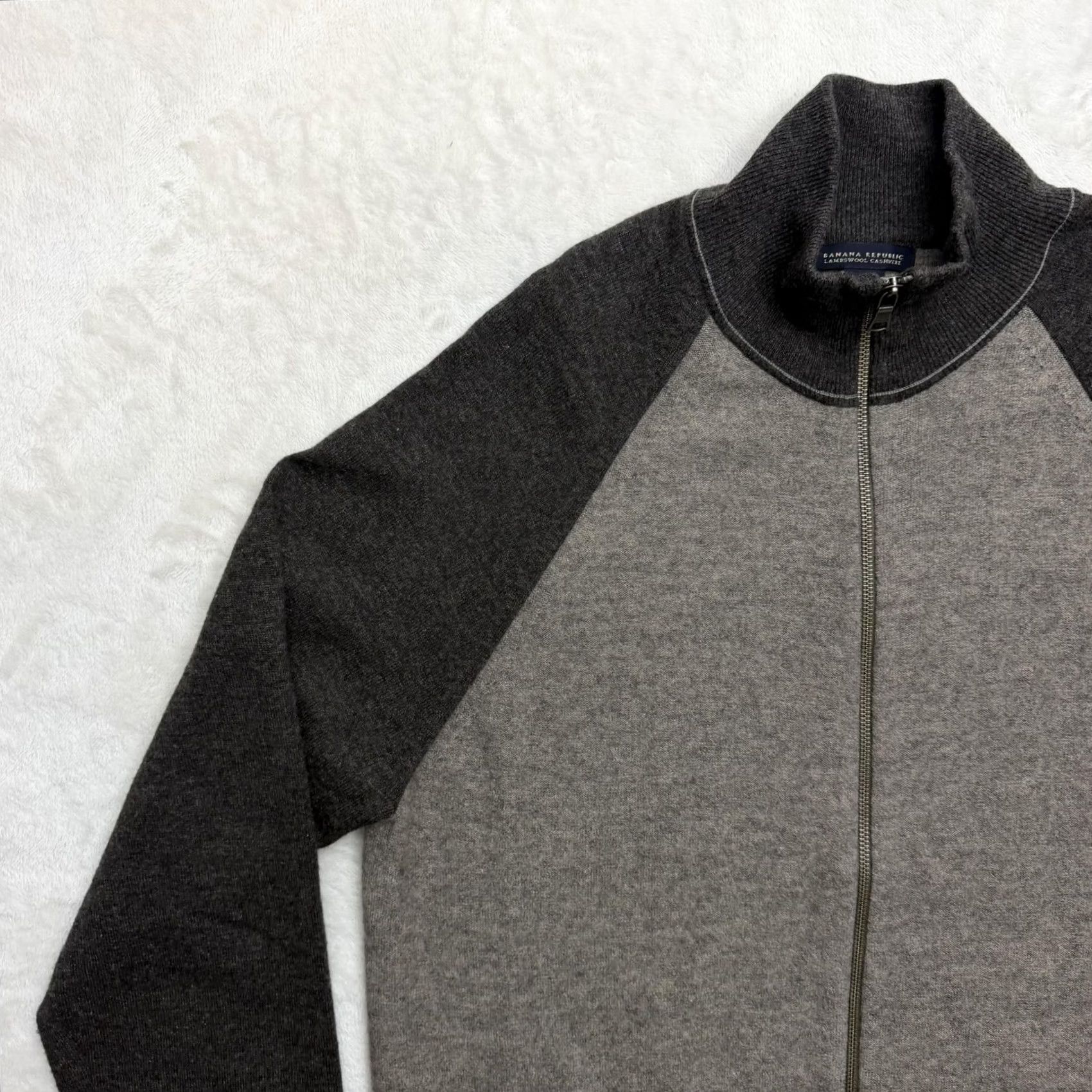 Banana Republic VINTAGE? No. Banana Republic Jacket Mens XL Gray Lambswool Cashmere Full Zip Mock Neck Shirt? Size US XL / EU 56 / 4 - 5 Thumbnail