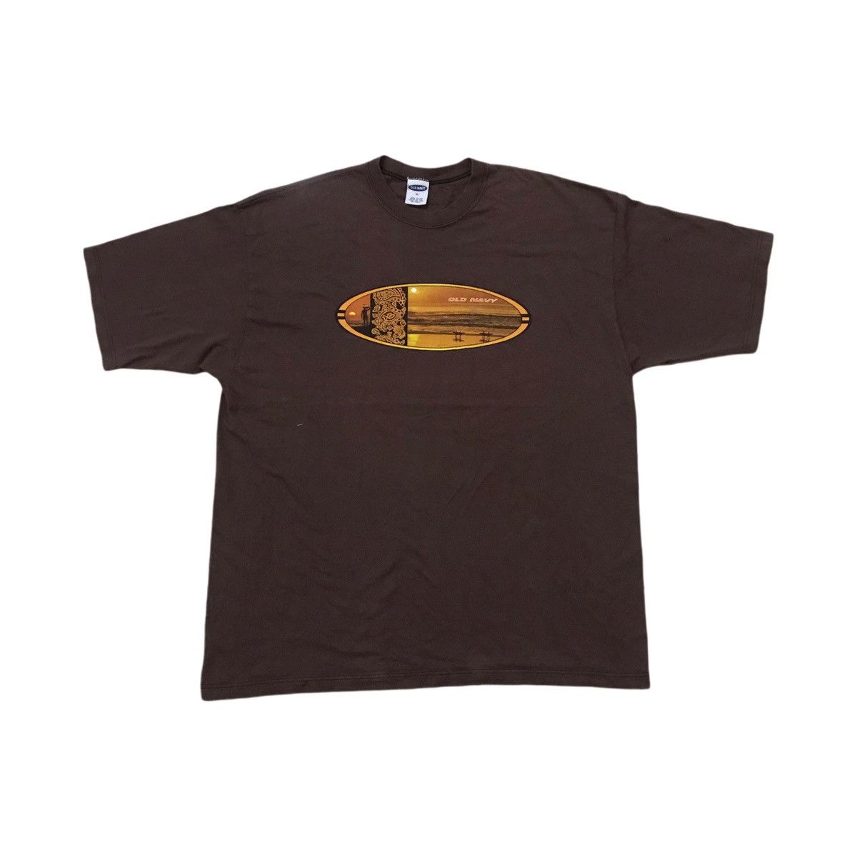 image of Vintage Old Navy Center Graffic Rare 90's Tee in Brown, Men's (Size XL)