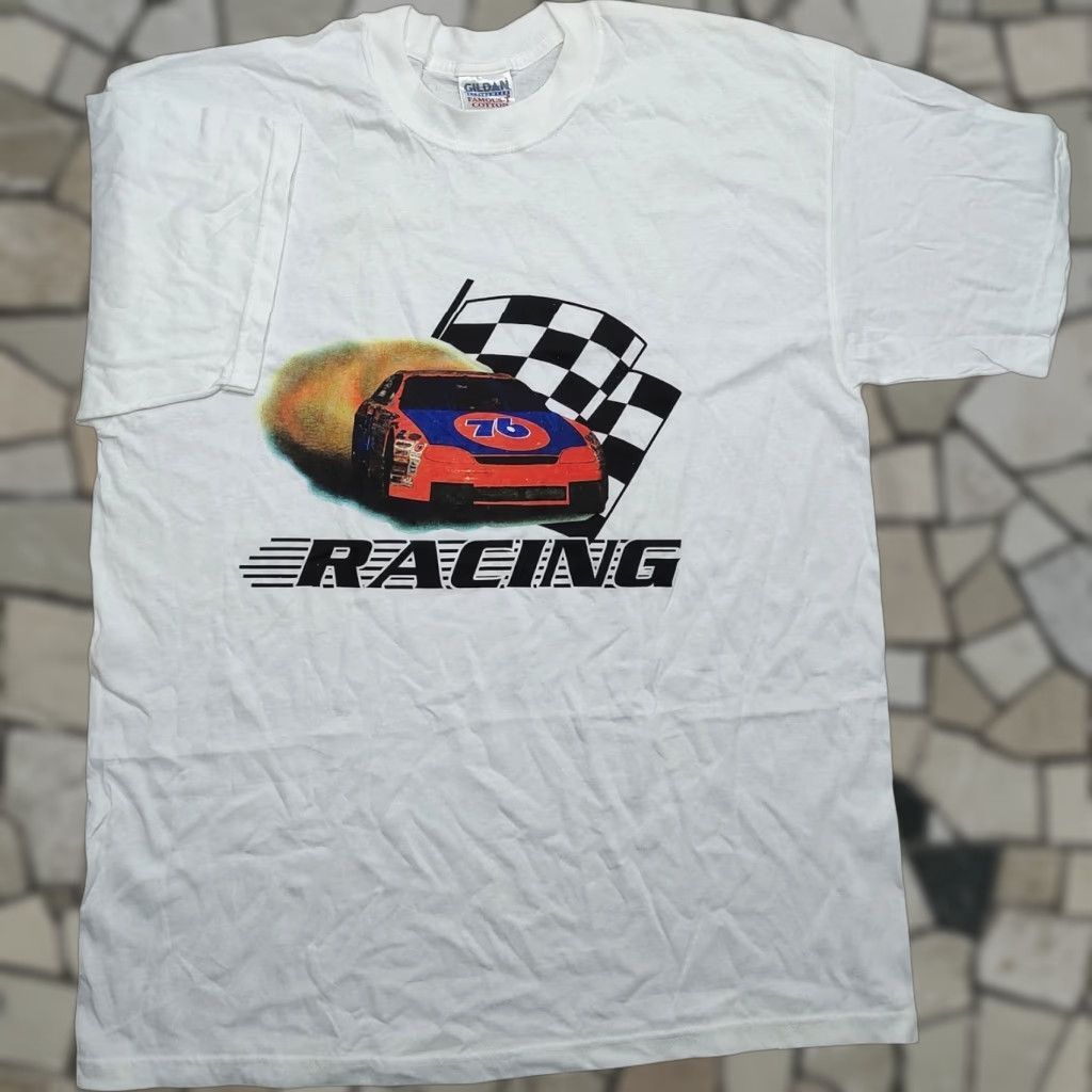 NASCAR VINTAGE Union 76 NASCAR Racing Fuel White T-Shirt Tee XL Crew Neck Short Sleeve Men's 90s White Yellowing Size US M / EU 48-50 / 2 - 1 Thumbnail