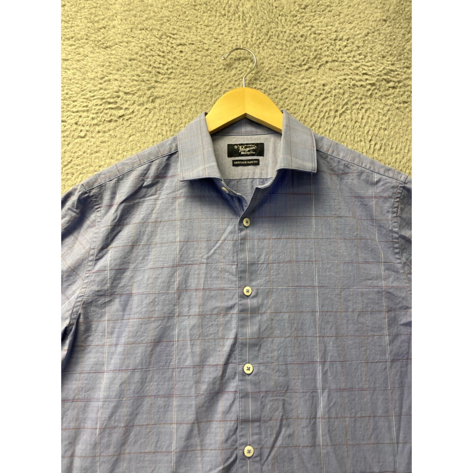 Original Penguin VINTAGE Original Penguin Cotton Shirt Mens Medium Blue Plaid Casual Dresswear Size US M / EU 48-50 / 2 - 3 Thumbnail