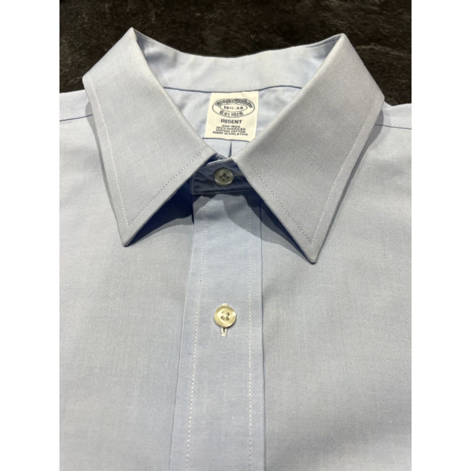 Brooks Brothers Brooks Brothers Dress Shirt Regent Fit 16.5 34 Blue Non-Iron Cotton Shirt Mens Regular Collar Spread Long Sleeve Size 46R - 6 Thumbnail