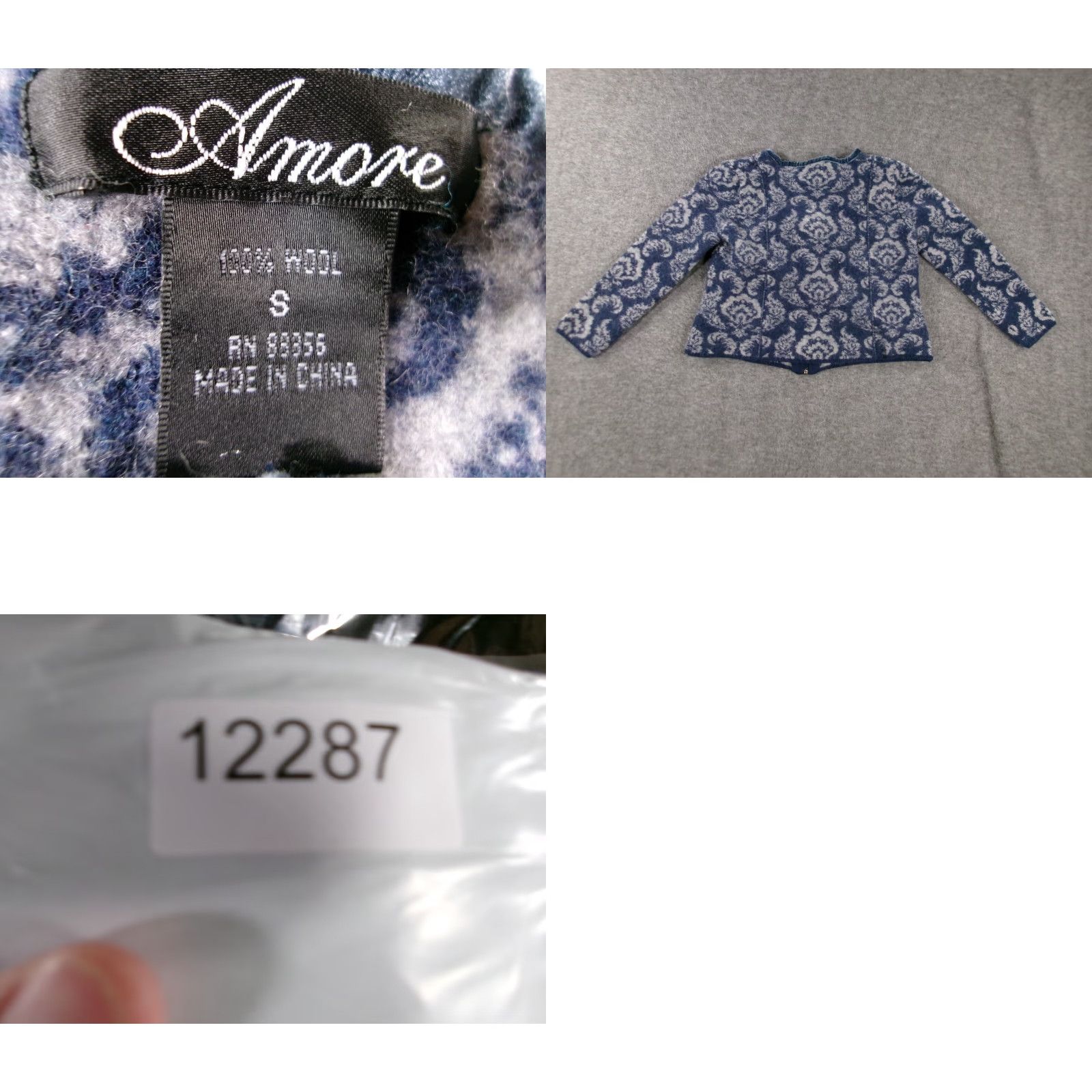 Vintage Amore Sweater Women Small Blue Floral Wool Full Zip 90s Classic Outdoor Size S / US 4 / IT 40 - 8 Thumbnail
