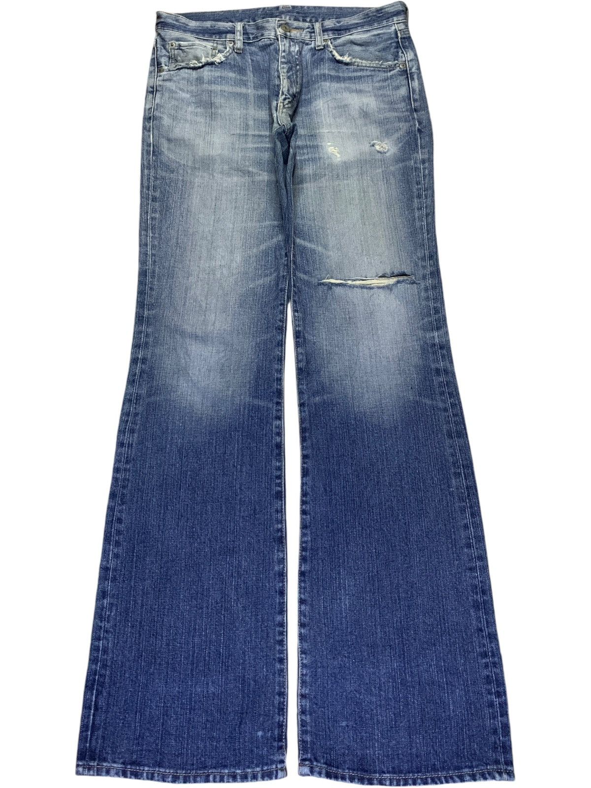 Uniqlo Vintage Uniqlo "Broken Denim" Faded Distressed Flare Jeans Size US 34 / EU 50 - 1 Thumbnail