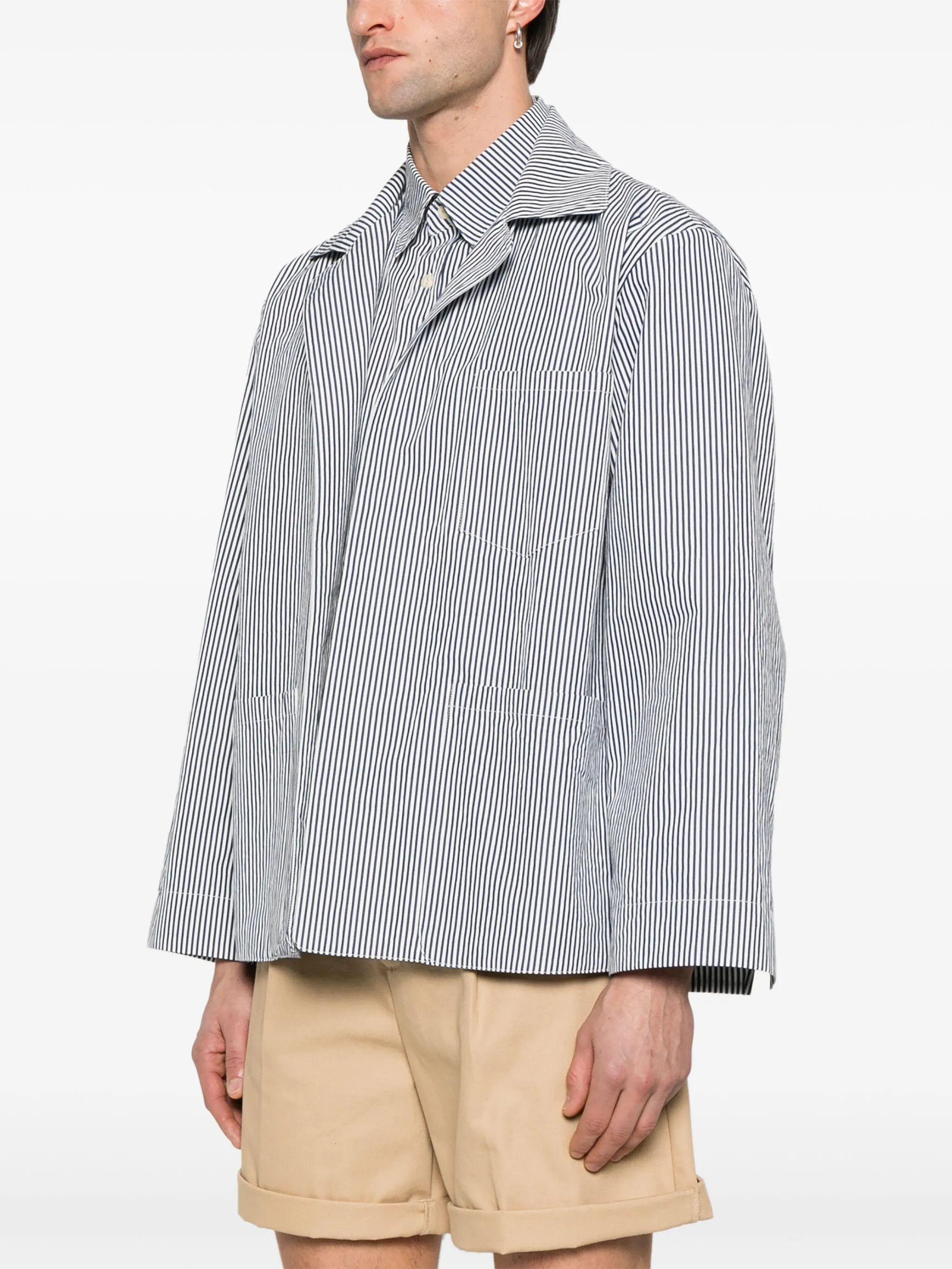 Maison Margiela o1w1db10126 Striped Jacket in White/Blue Size US L / EU 52-54 / 3 - 3 Thumbnail