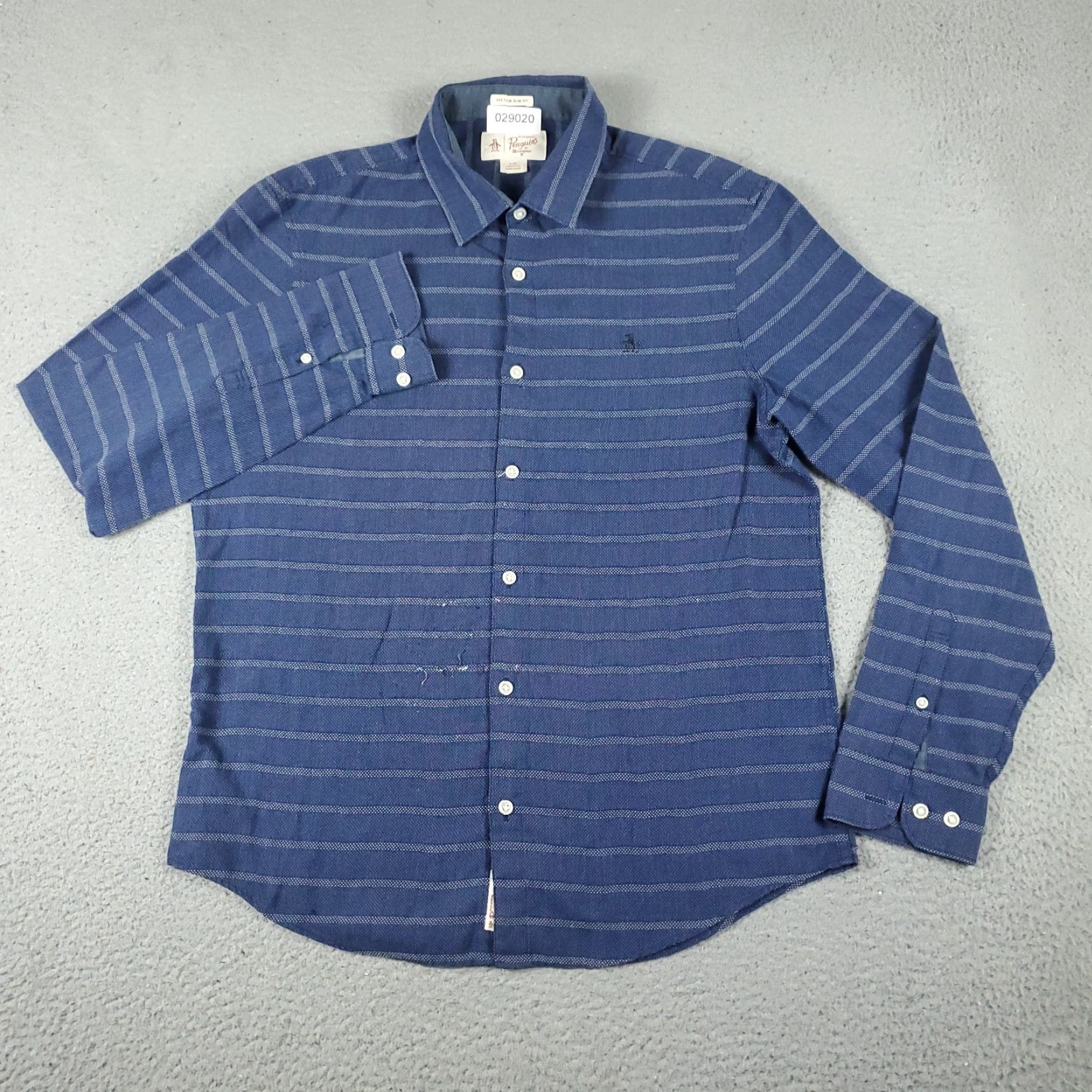 Original Penguin Original Penguin Blue Striped Long Sleeve Button-Up Shirt Mens Size Large Casual Size US L / EU 52-54 / 3 - 3 Thumbnail