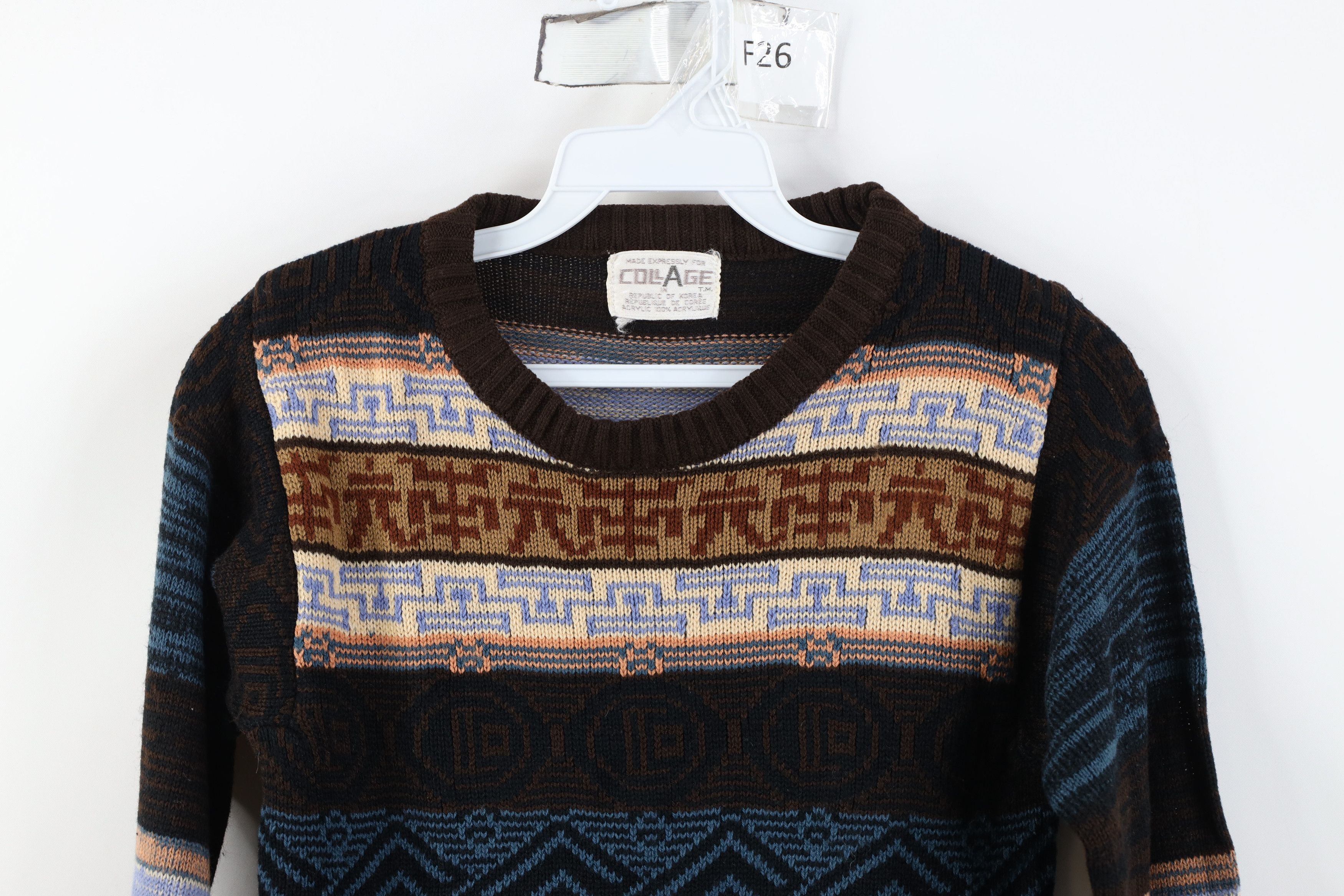 Vintage Vintage 70s Streetwear Fair Isle Crewneck Sweater Earth Tone Size XS / US 0-2 / IT 36-38 - 2 Thumbnail