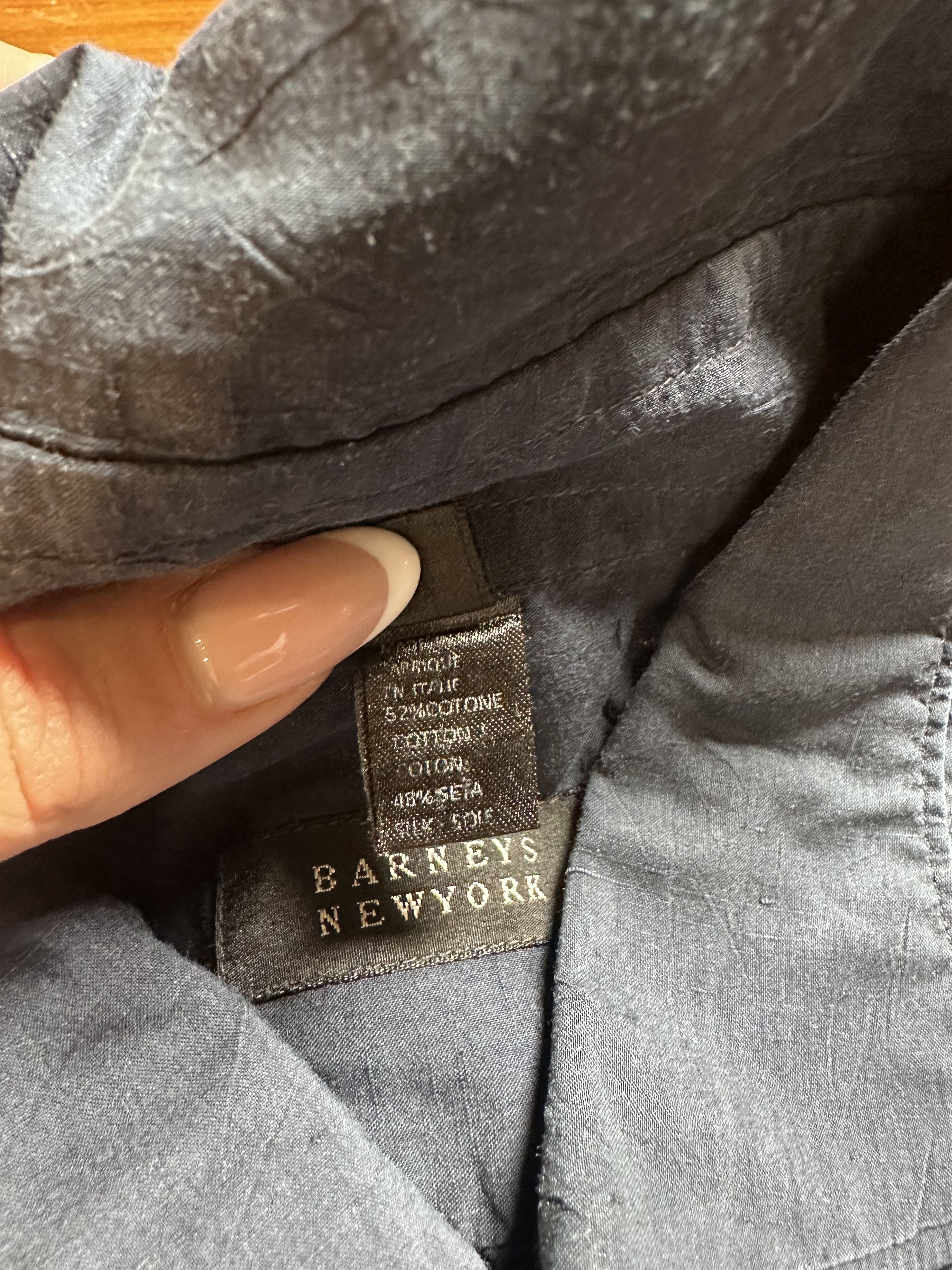 Barneys New York Barneys New York Silk Cotton Button Down Shirt Grey XL Size US XL / EU 56 / 4 - 7 Thumbnail