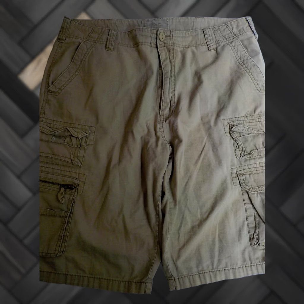 CO IRON CO Khaki Men's Cargo Shorts-Cotton-SZ 36 Size US 36 / EU 52 - 1 Thumbnail