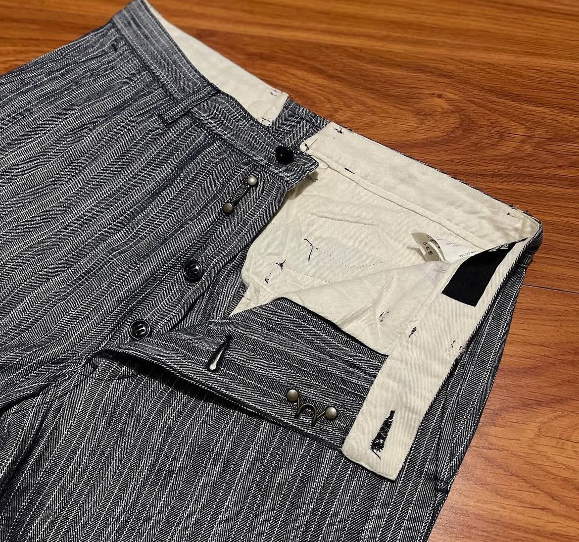 Japanese Brand 2000s Journal Grained Stripe Buckle Herringbone Work y2k Lgb Size US 30 / EU 46 - 3 Thumbnail