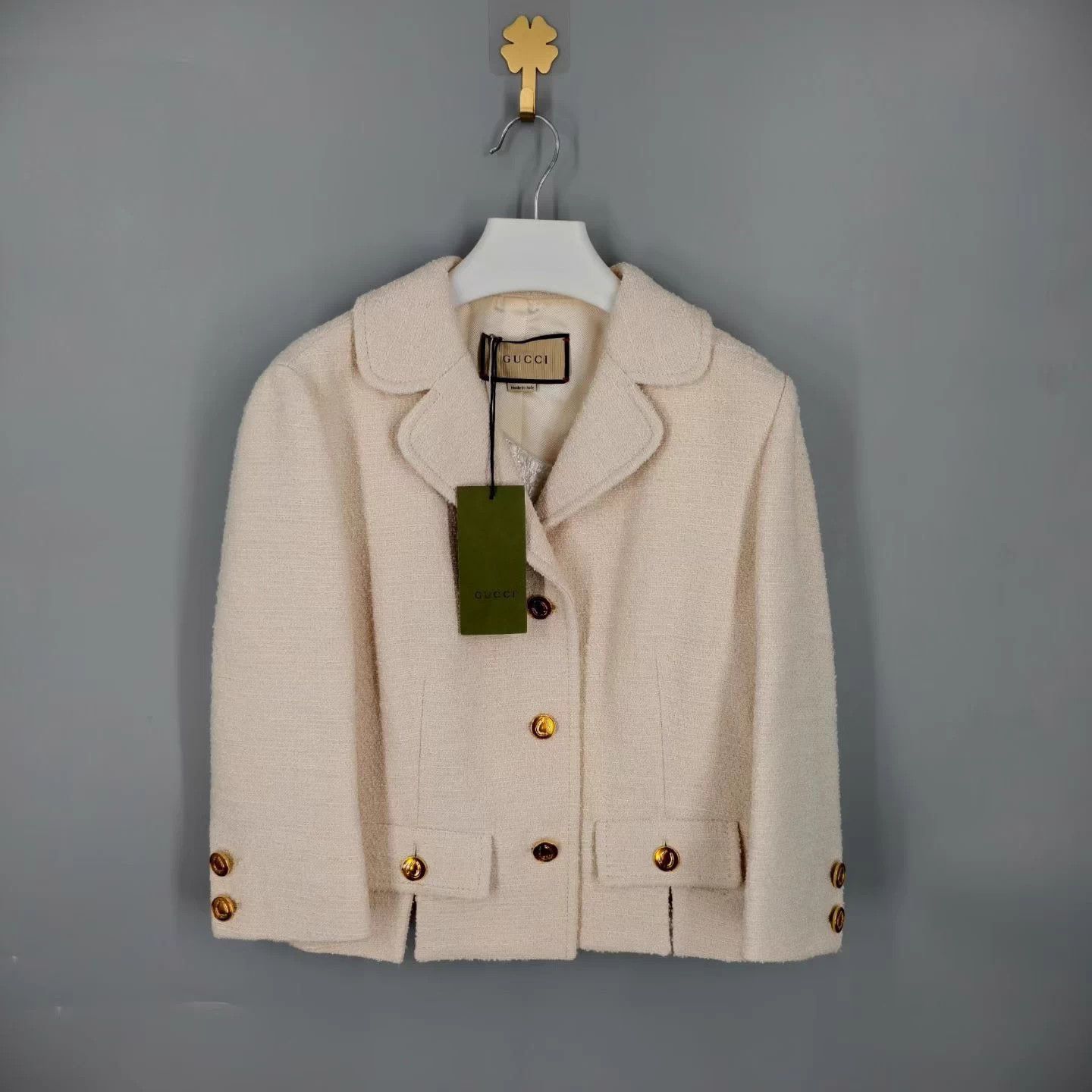 Gucci GUCCI White Single-Breasted Lapel Jacket Women's 40 Size M / US 6-8 / IT 42-44 - 1 Thumbnail