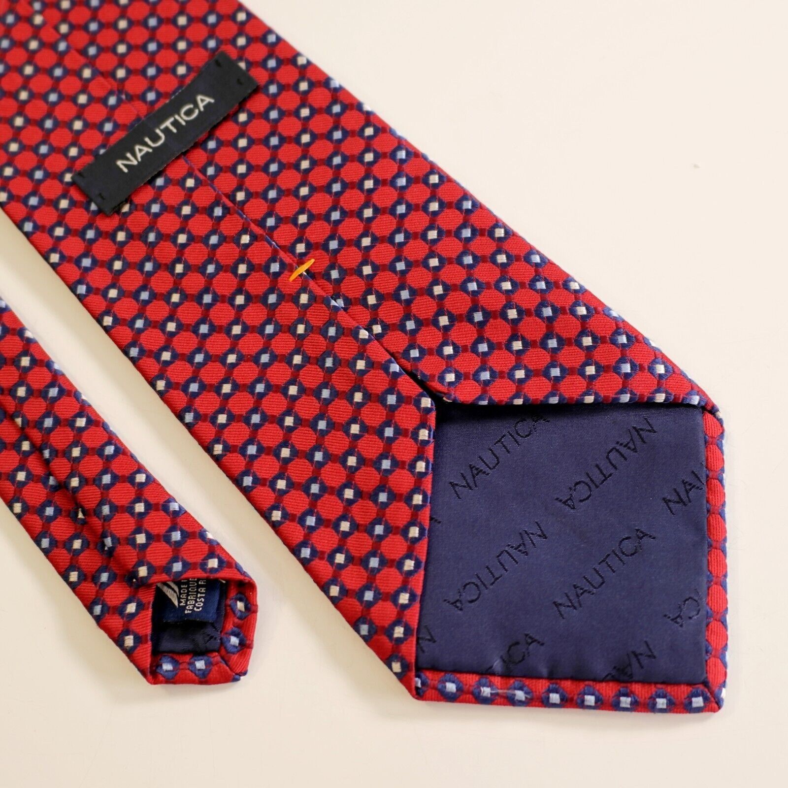 Nautica Nautica Red Blue Geometric Woven Wide Silk Tie Size ONE SIZE - 7 Thumbnail