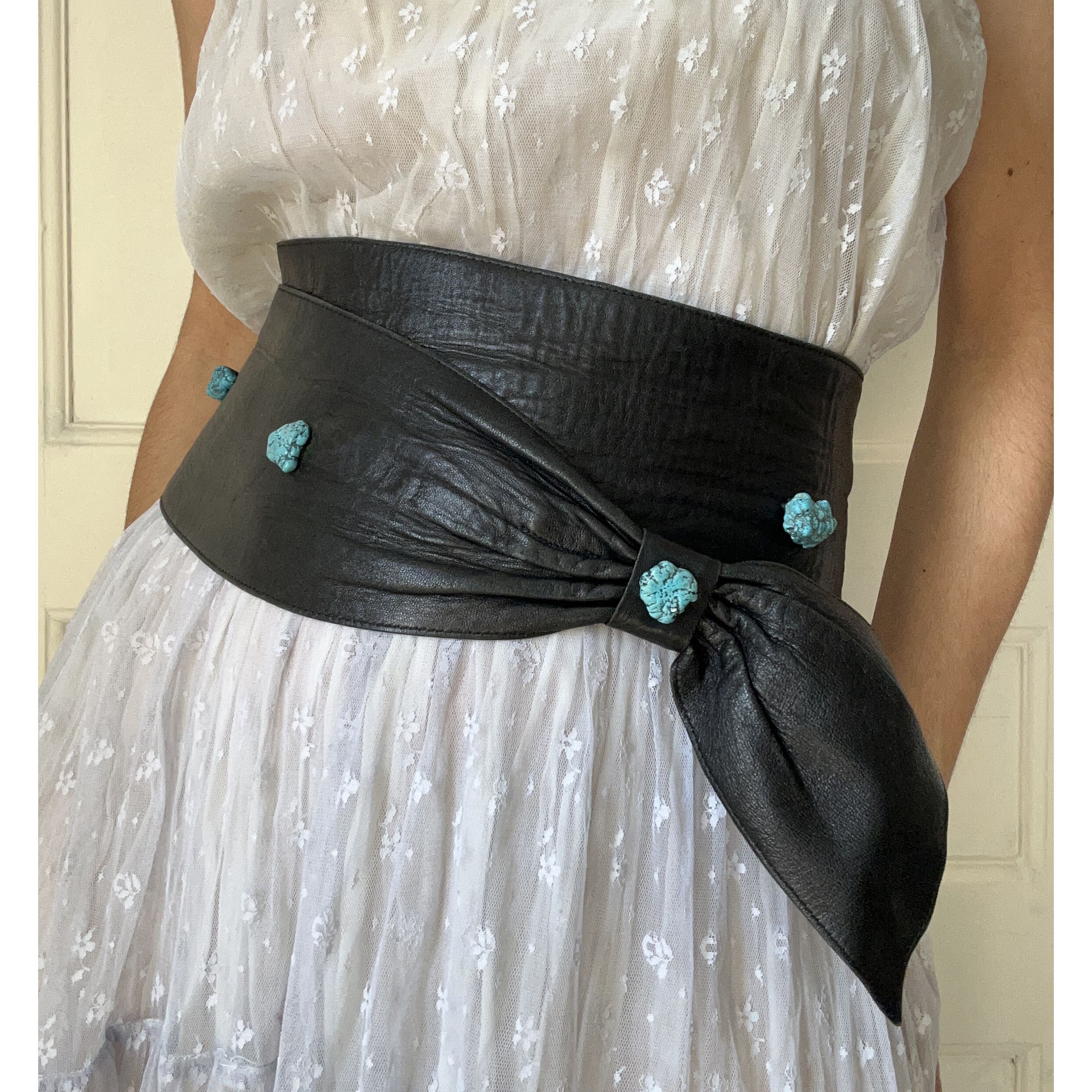 Vintage Vintage 80s Black Leather Wrap Belt Size ONE SIZE - 4 Thumbnail
