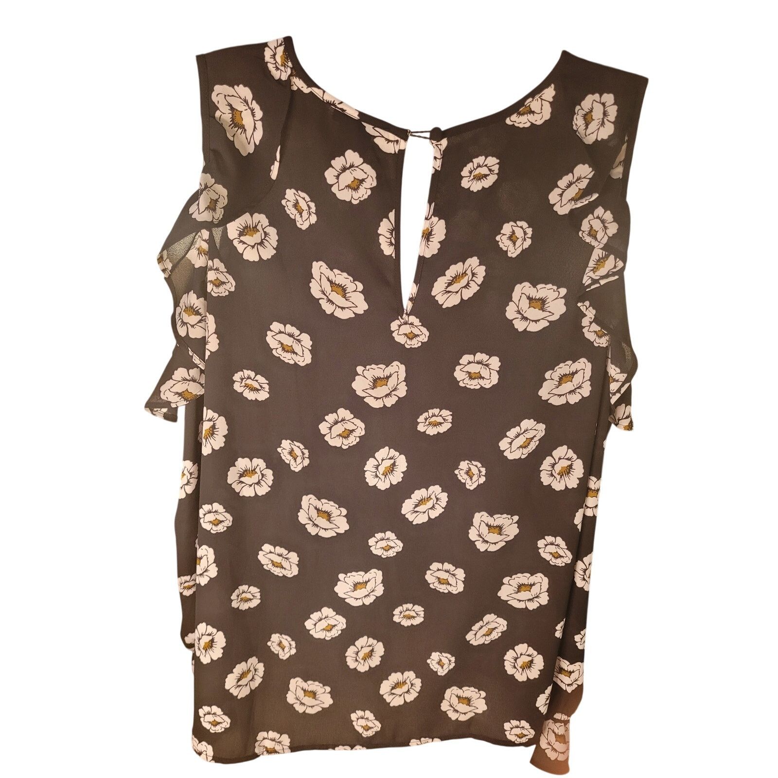 Ann Taylor Ann Taylor Shoulder Cutout Top Black Floral Long Slvs Sz M Size M / US 6-8 / IT 42-44 - 4 Thumbnail