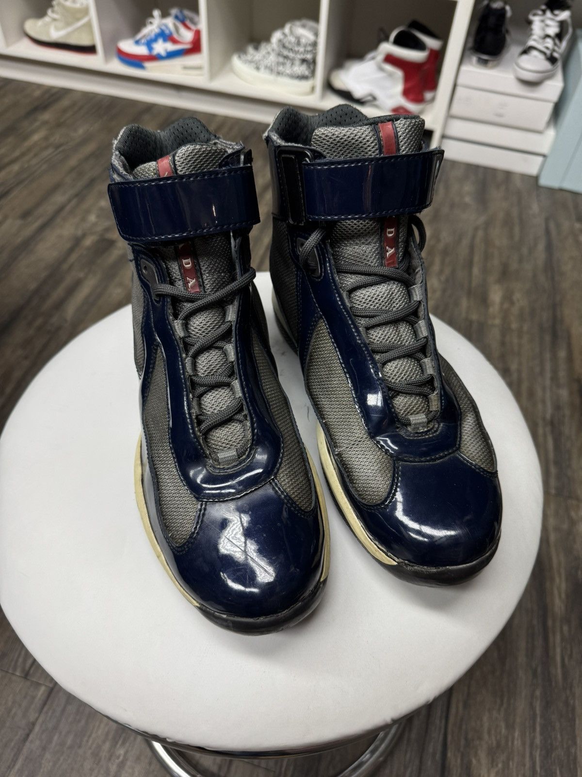 Prada PRADA DARK BLUE PATENT LEATHER HITOP CUPS Size US 9 / EU 42 - 3 Thumbnail