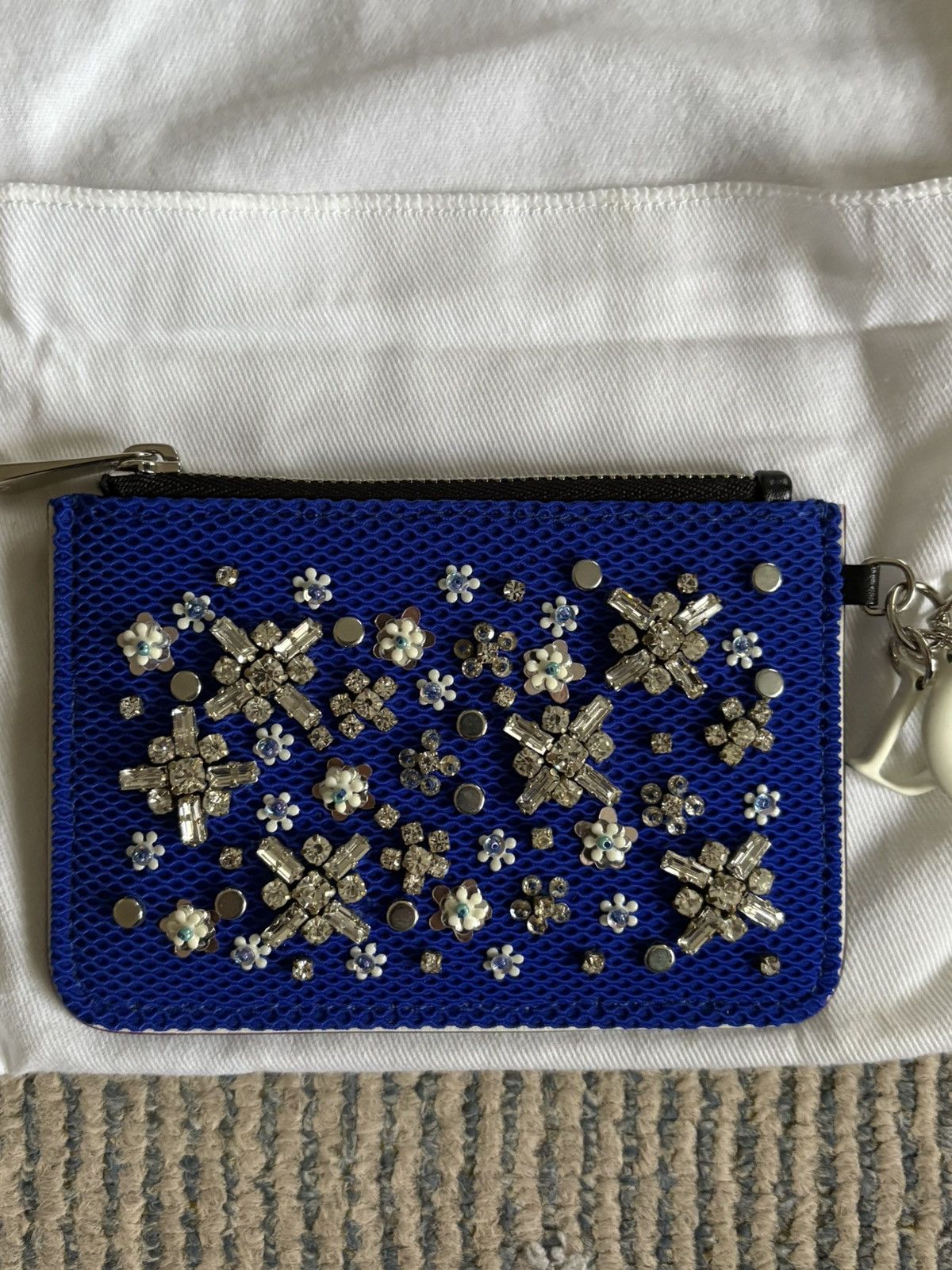 Dior Raf Simons Dior Blue Floral Embroidered Card Wallet Size ONE SIZE - 3 Thumbnail