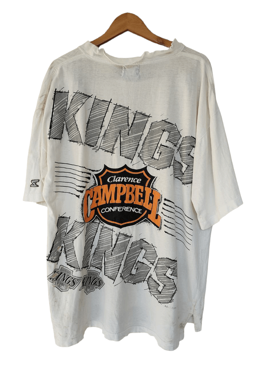 NHL TRASHED 1992 Vtg Overprint NHL La Kings worn T Size US XL / EU 56 / 4 - 2 Thumbnail