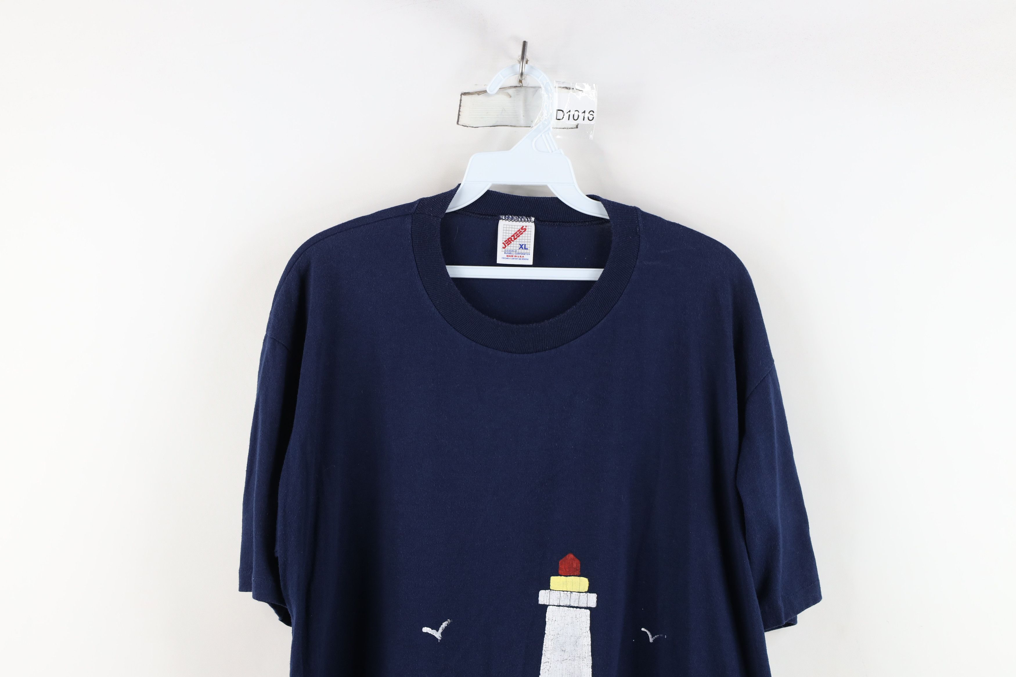 Vintage Vintage 90s Streetwear Beach Lighthouse T-Shirt Blue USA Size XL / US 12-14 / IT 48-50 - 2 Thumbnail