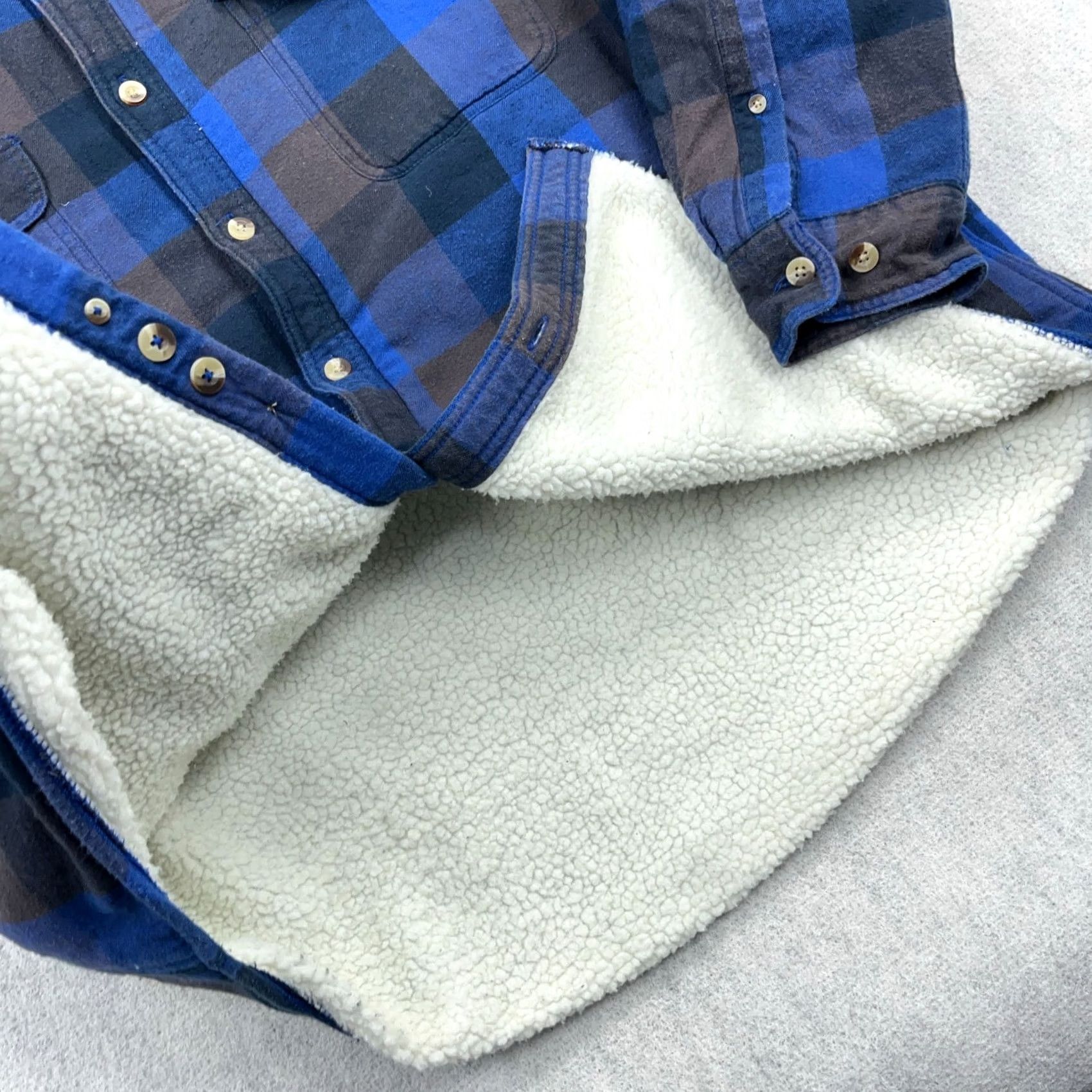 Vintage RedHead Shacket Men L Blue Buffalo Plaid Sherpa Lined Over Shirt Jacket Quilted Pockets Logo Fall Spring Winter Casual Workwear Vintage Size US L / EU 52-54 / 3 - 6 Thumbnail
