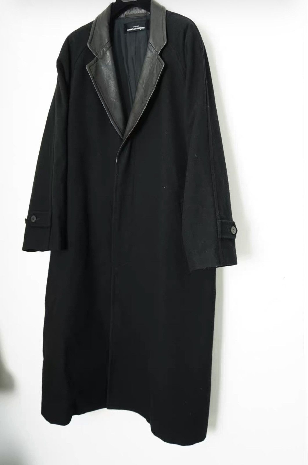 Comme des Garcons Comme des Garçons Leather Collar Paneled Long Wool Coat Size US M / EU 48-50 / 2 - 2 Thumbnail