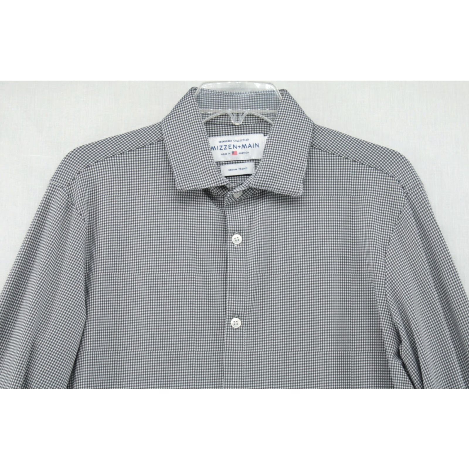 Mizzen+Main Mizzen+Main Spinnaker Shirt Mens M Black Gingham Check Trim Fit Performance Shirt Size US M / EU 48-50 / 2 - 2 Thumbnail