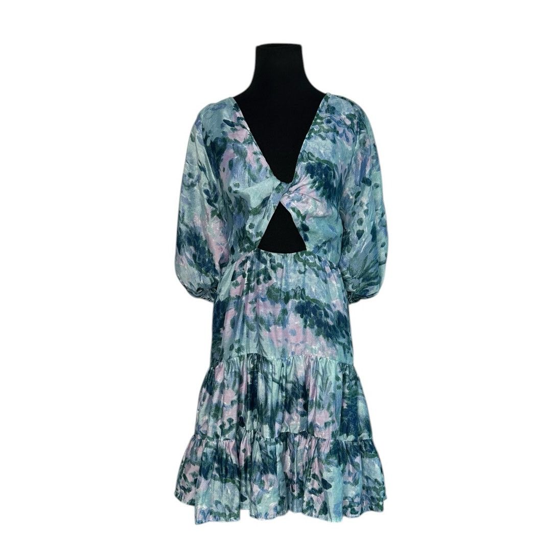 Asos Asos Design Blue Floral Tiered Voile Mini Dress Size 14 Size XL / US 12-14 / IT 48-50 - 6 Thumbnail