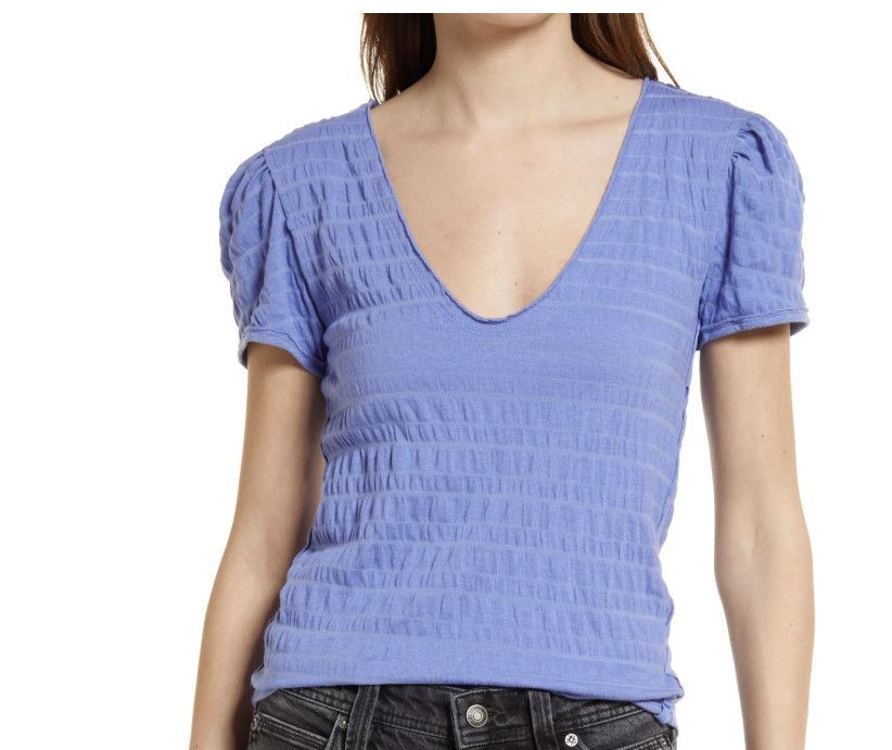 Free People Free People Sugar Cube Ruched Top Blue ( M ) Size M / US 6-8 / IT 42-44 - 1 Thumbnail